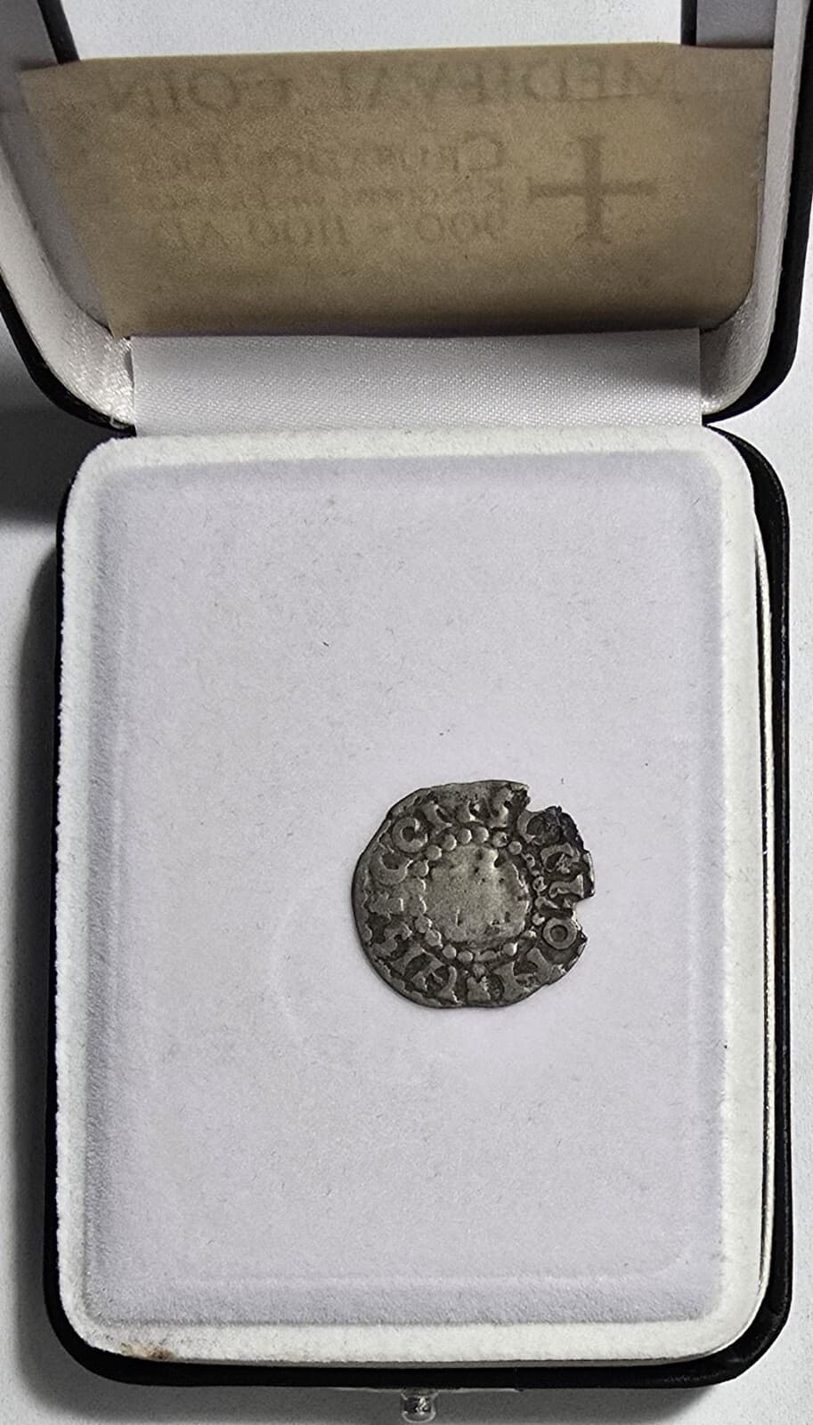 Rare 900-1100 AD French Silver Medieval Coin Crusader Era in a Display Box 2