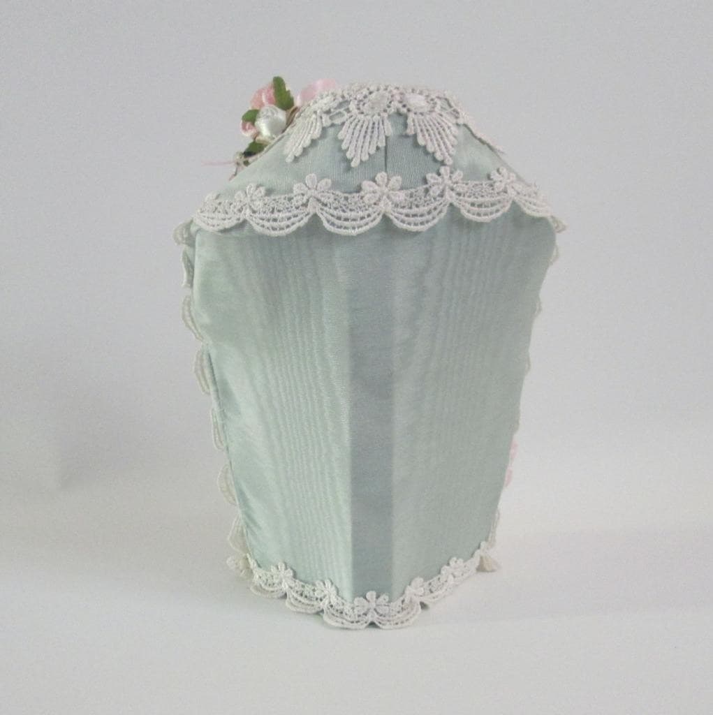 Handmade Jewelry Holder Victorian Theme Padded Necklace Display Ribbon Roses 3