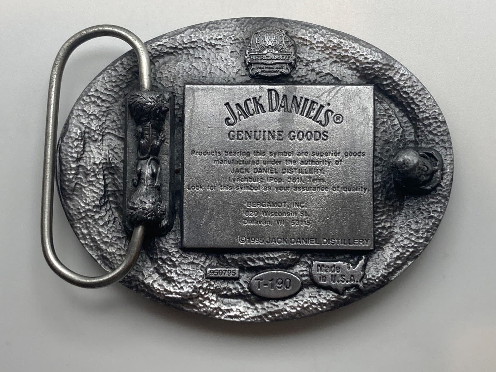 1995 Jack Daniels Bergamot Belt Buckle, Made USA, Excellent! Highly detailed 2