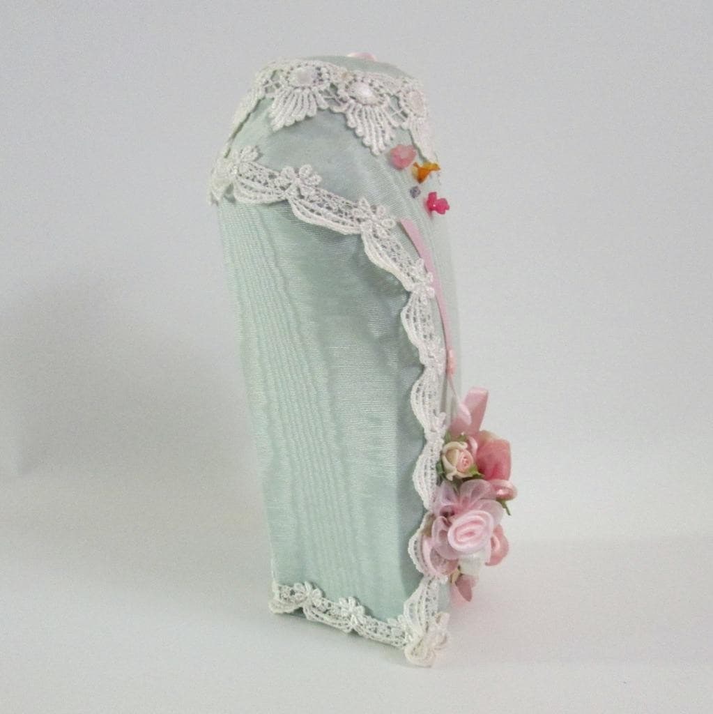 Handmade Jewelry Holder Victorian Theme Padded Necklace Display Ribbon Roses 2