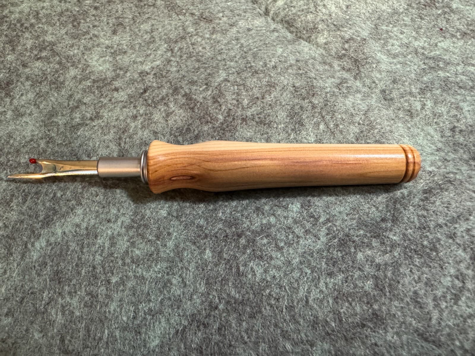 Hand carved Boxelder Maple Wood  Lg blade seam ripper satin chrome finish