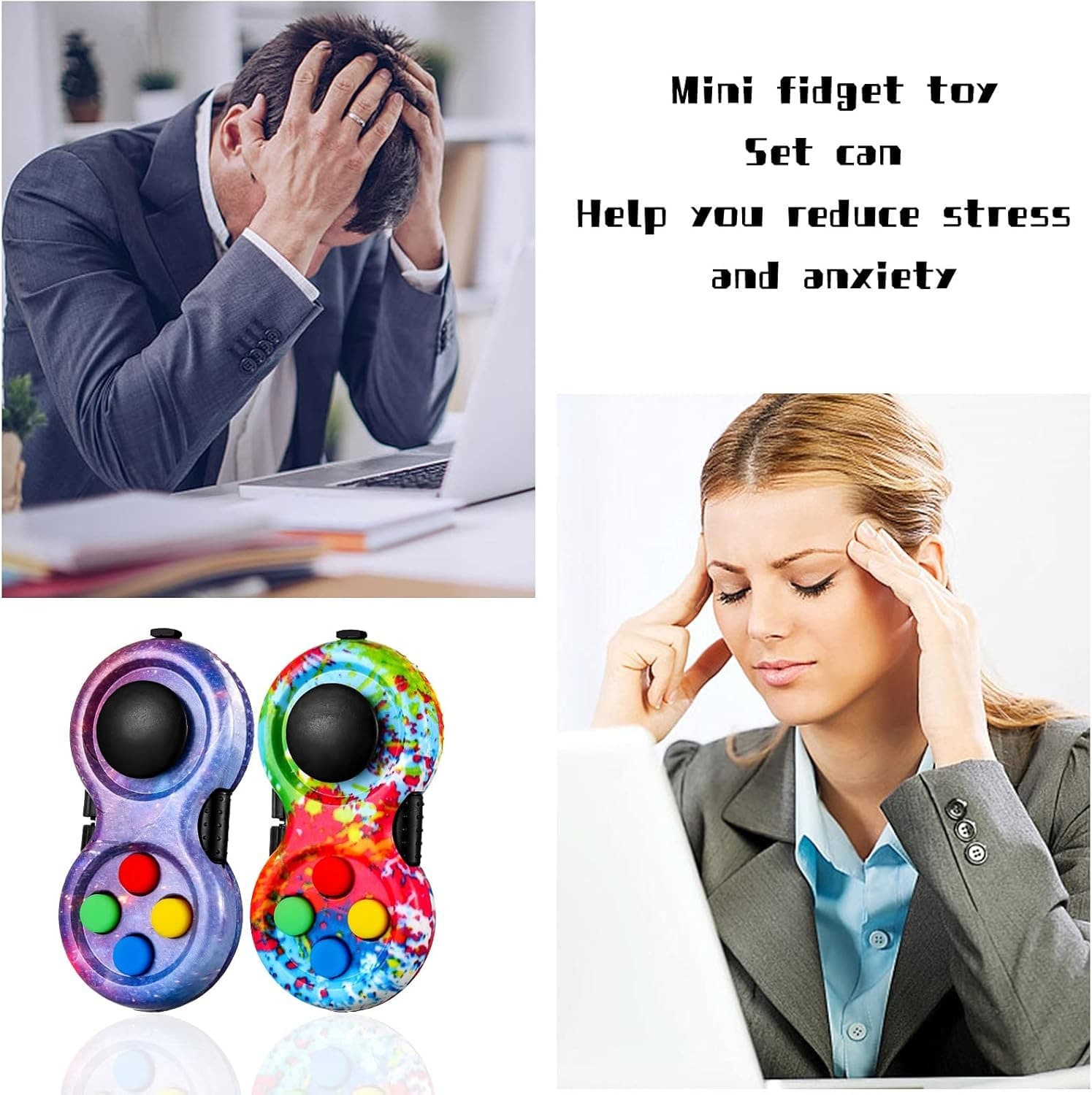 2 Pcs Fidget Controller Pad,Portable Stress Reducer Game Pad Hand Pad...  6