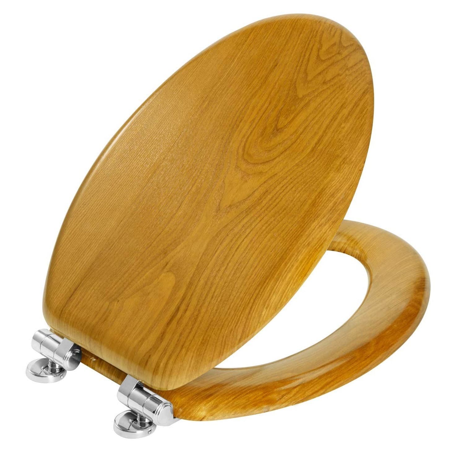 Angel Shield Wood Veneer Natural Toilet Seat with Quiet Close, Easy Clean, Qu...