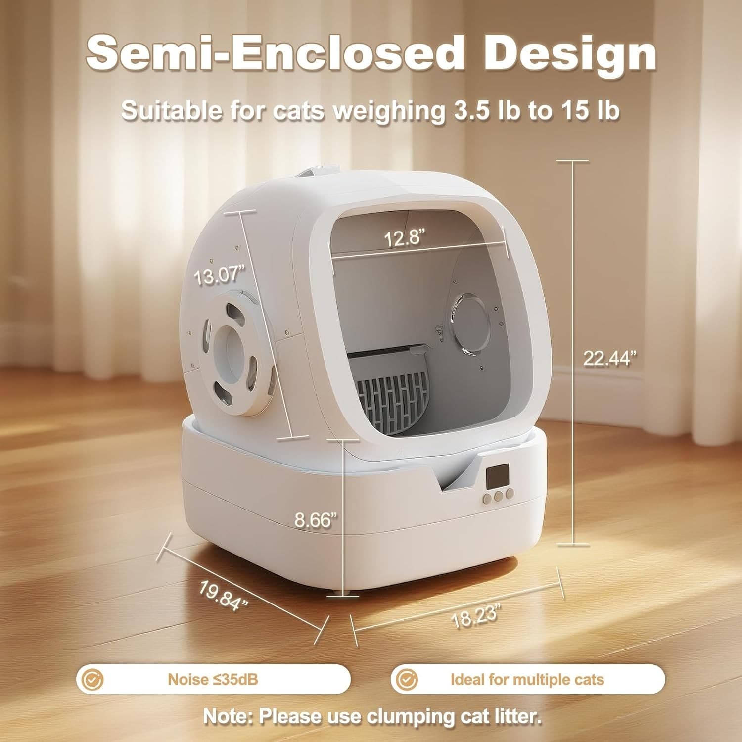 Smart Cat Litter Box with APP &Weight Monitoring,Self-Cleaning,Safe for All Cats 4