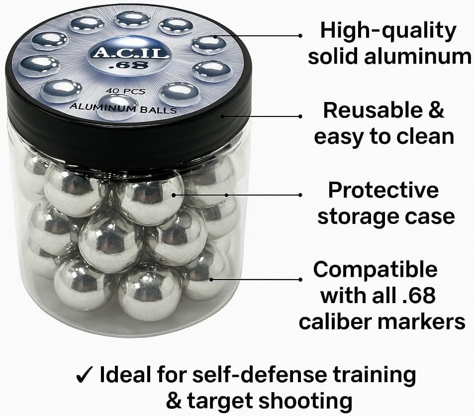 Premium Aluminium Balls .68 Cal. Solid Resuable Paintballs Powerballs for Target 2