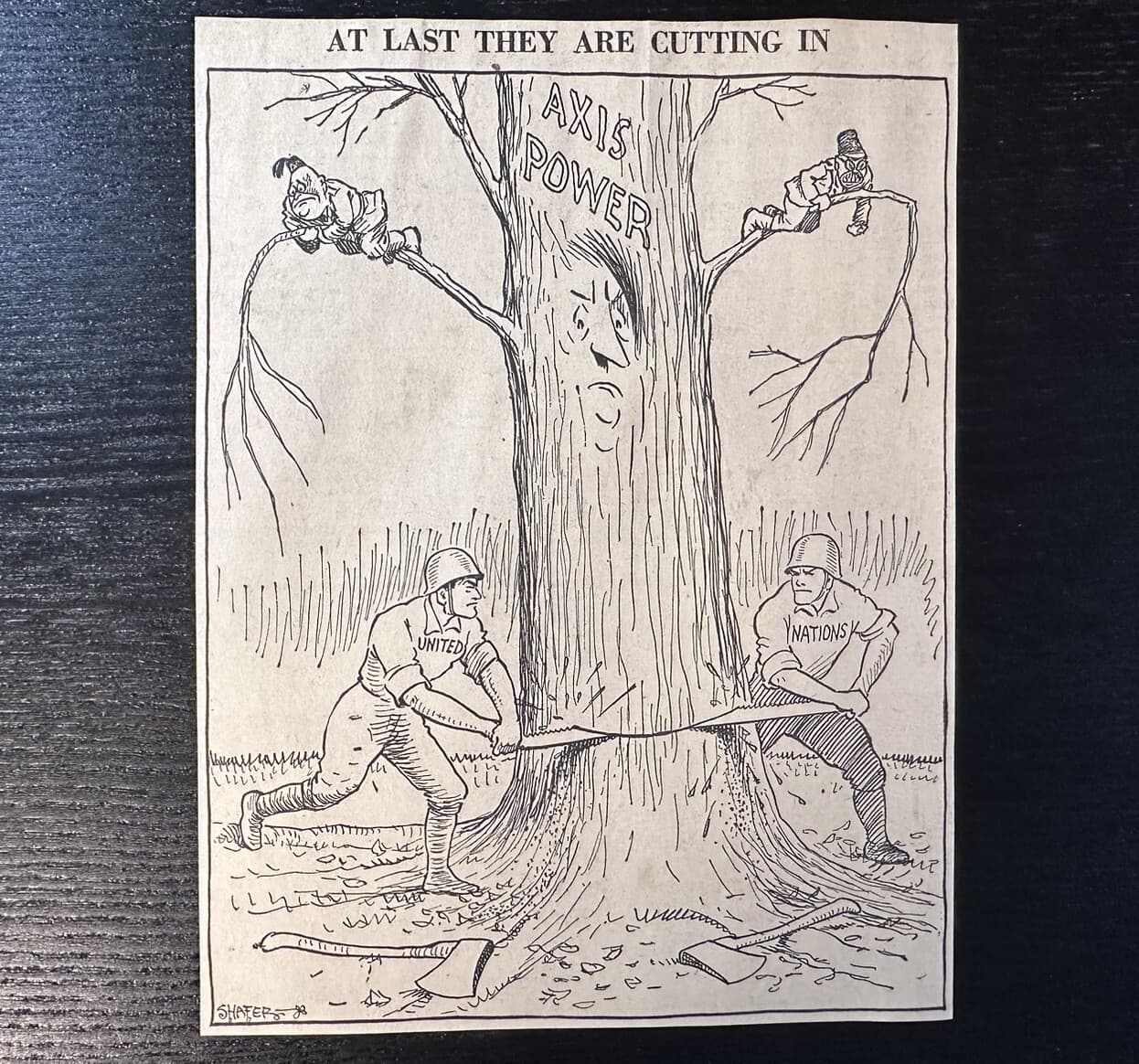 1943 United Nations Adolf Hitler Nazi Germany WWII WW2 Cincinnati News Cartoon 2