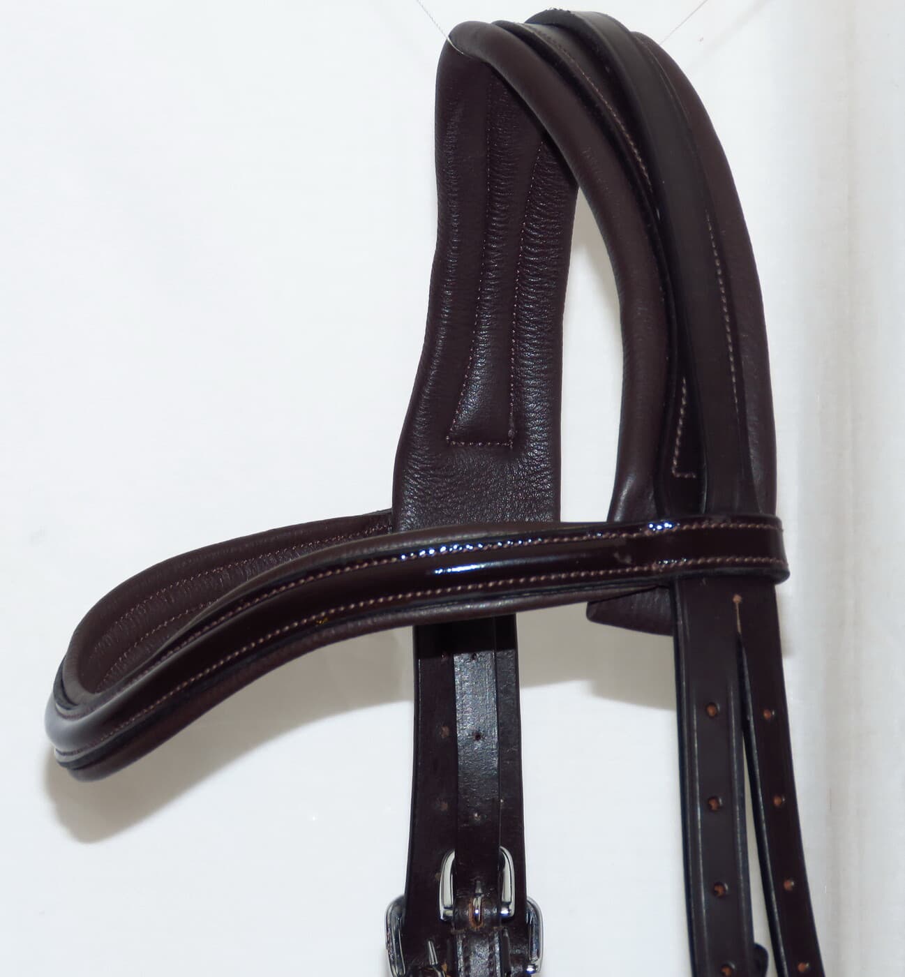 FSS Comfort Padded Curve U Shape Browband German Patent Gloss Leather 2