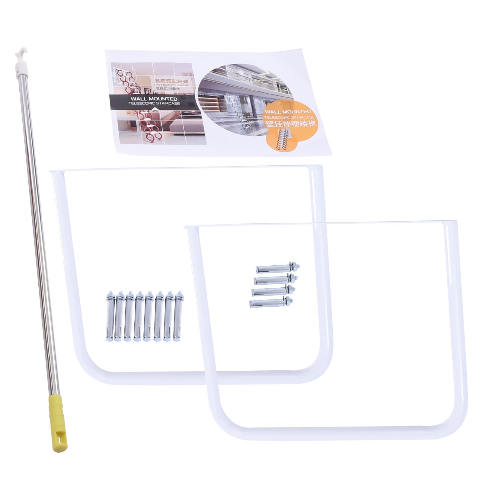 Orange 10.17ft Attic Ladder 12 Steps Loft Stairs Wall Mounted Folding Ladder USA 5