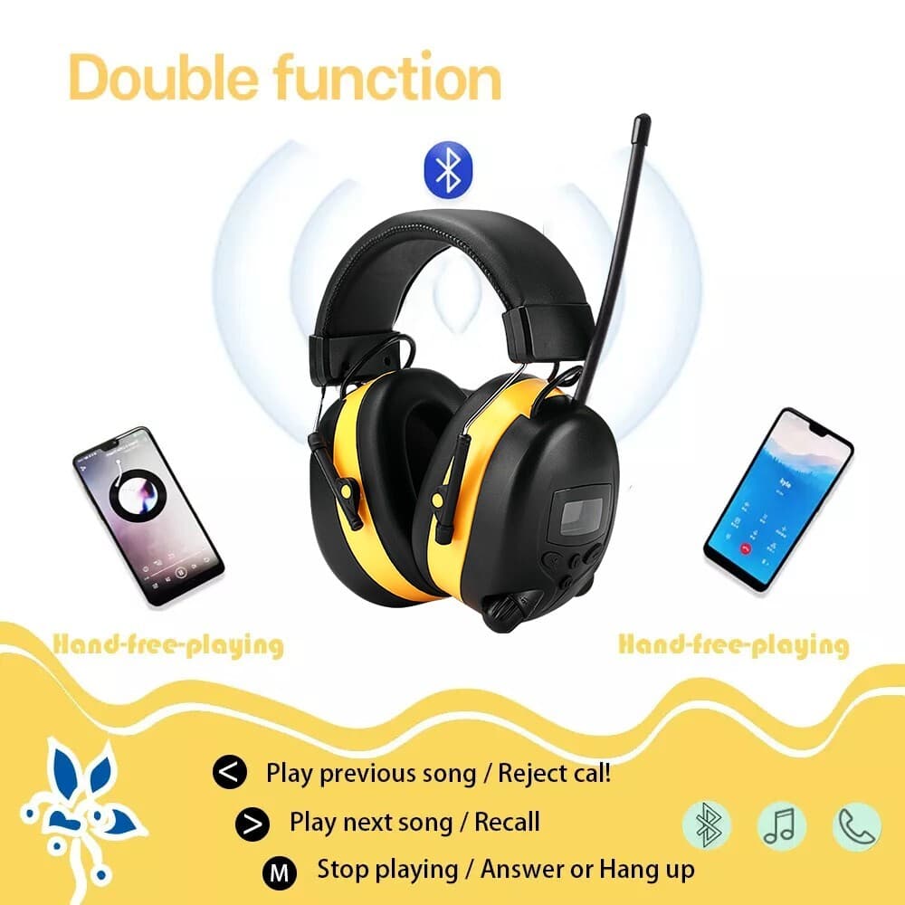 FM Radio Headphones with Digital Display 30dB FM Hearing Protection Earmuffs 4