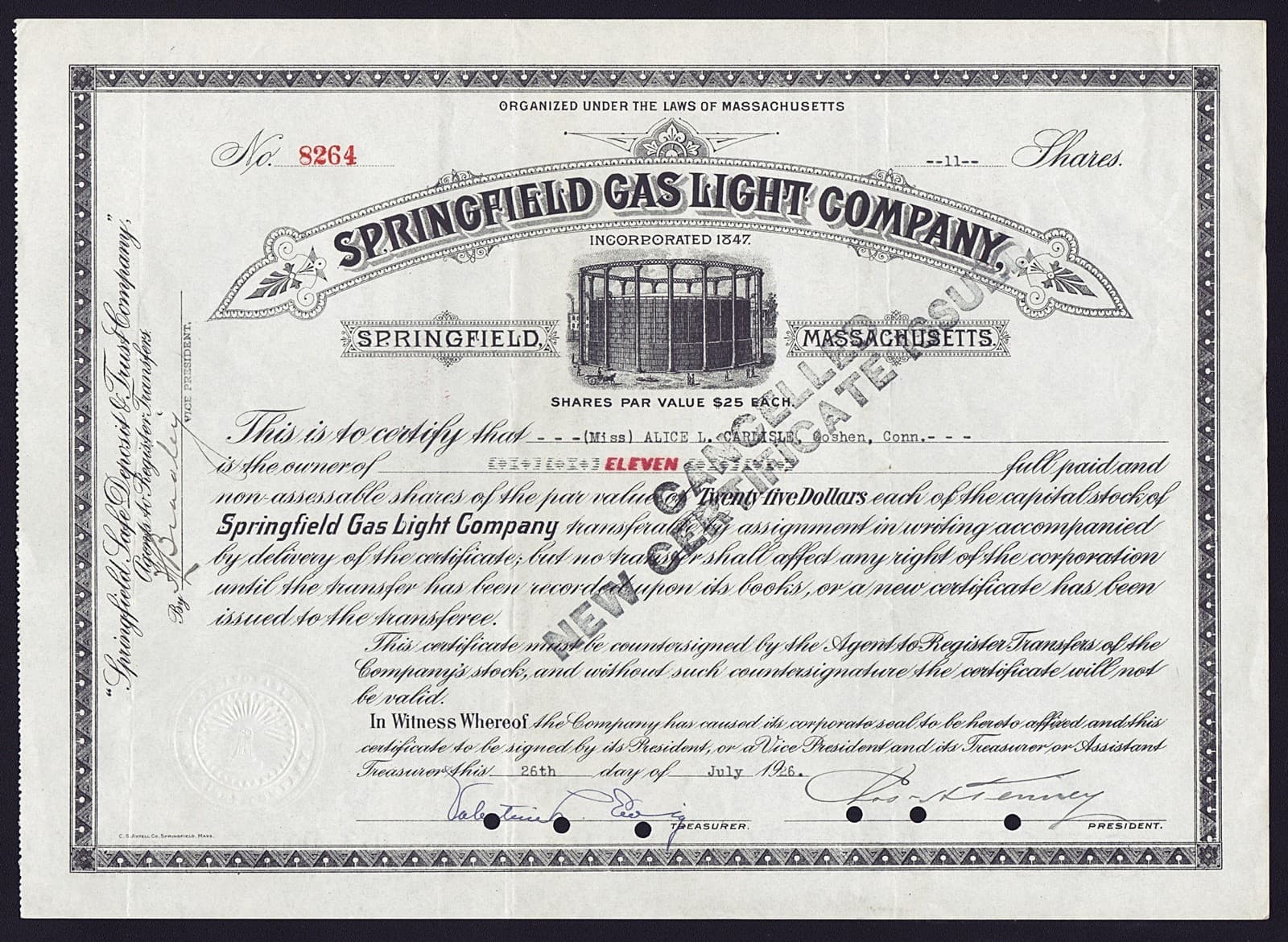 1926 Massachusetts: Springfield Gas Light Company