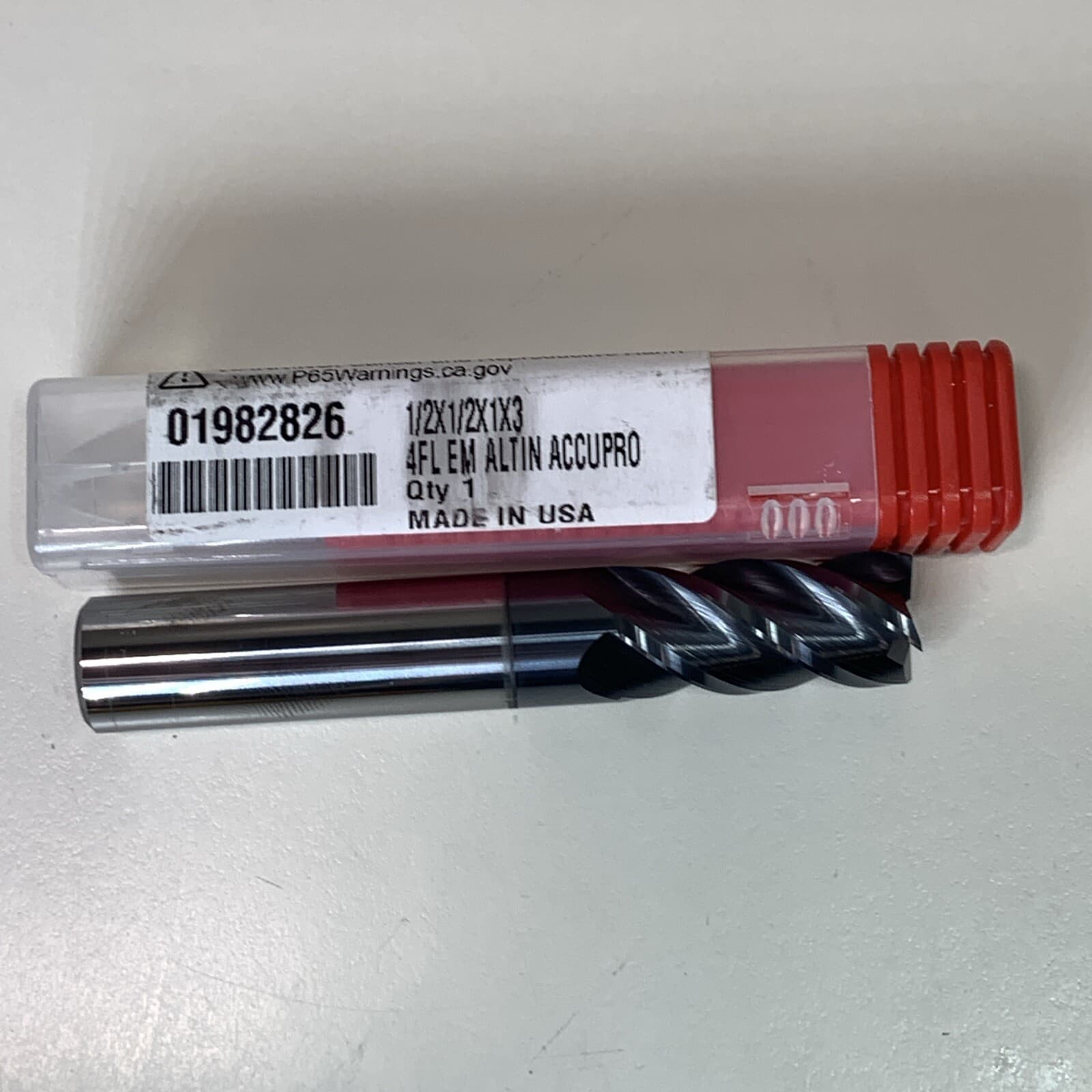 AccuPro  01982826  Solid Carbide Square End Mill  1/2" x 1/2" Shank x 3" 3