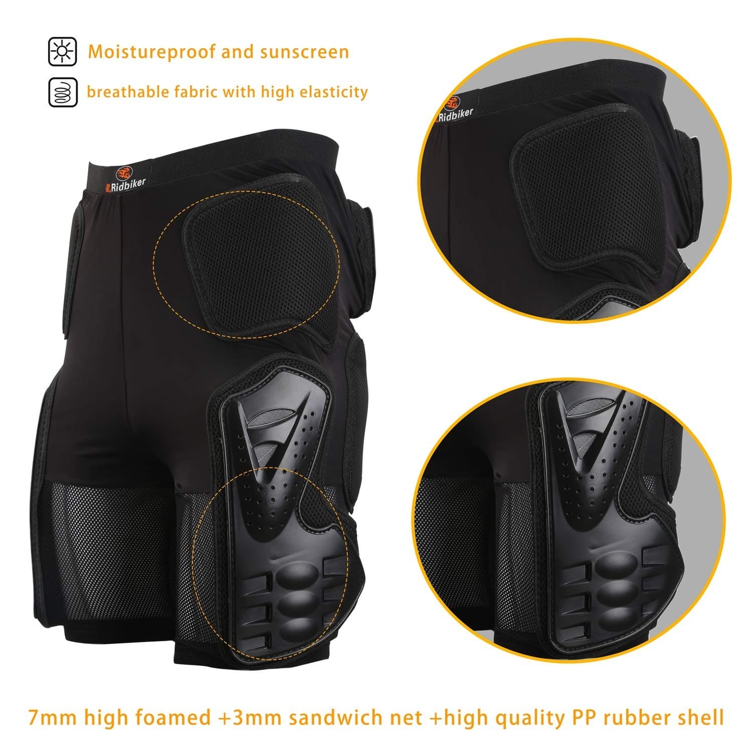 Ridbiker Skating Padded Shorts Protective Hip Butt and Tailbone, Snowboard Prote 4