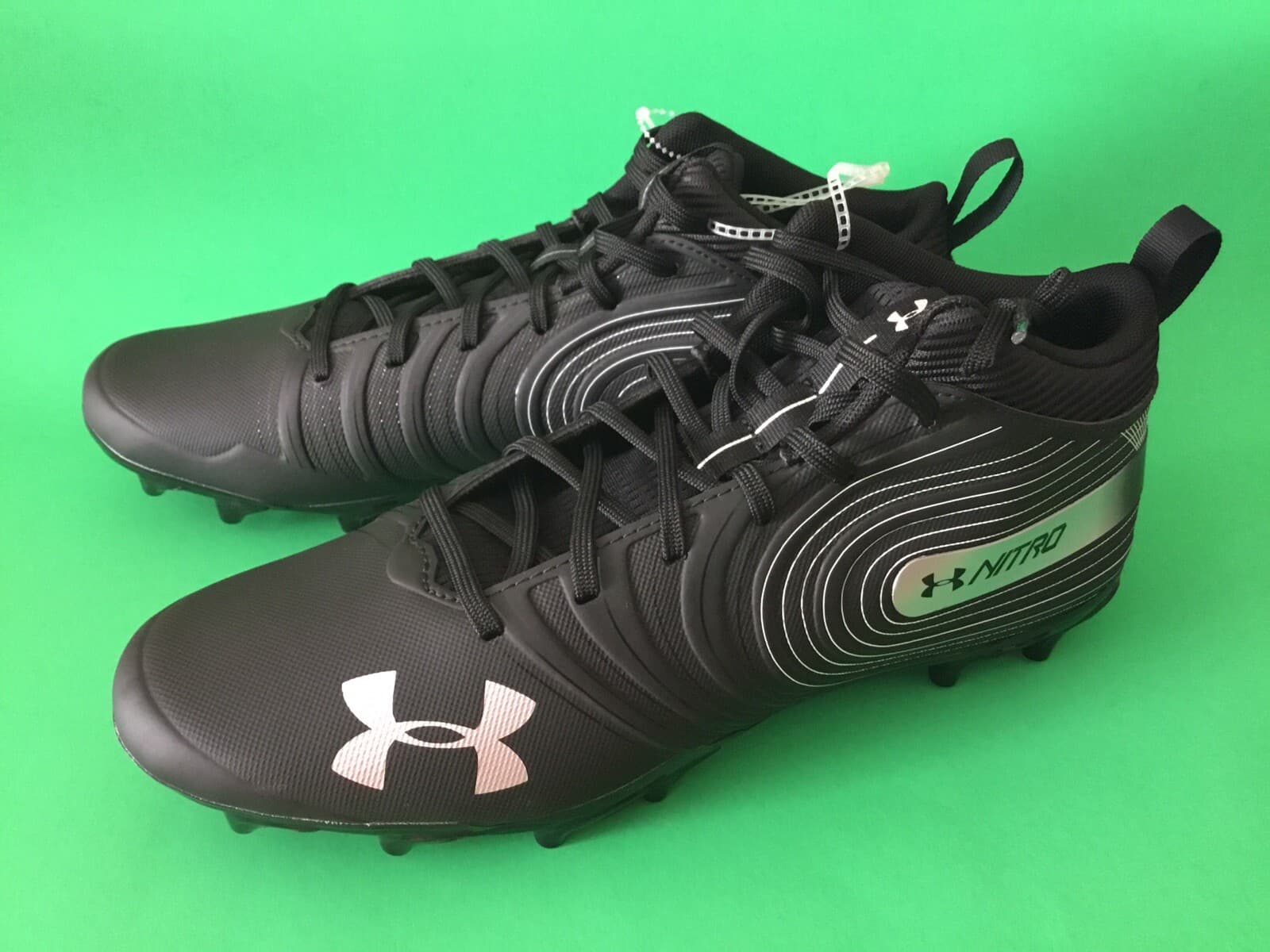 UNDER ARMOUR NITRO Men’s Football Cleats Shoes Size 13 Black w/Silver