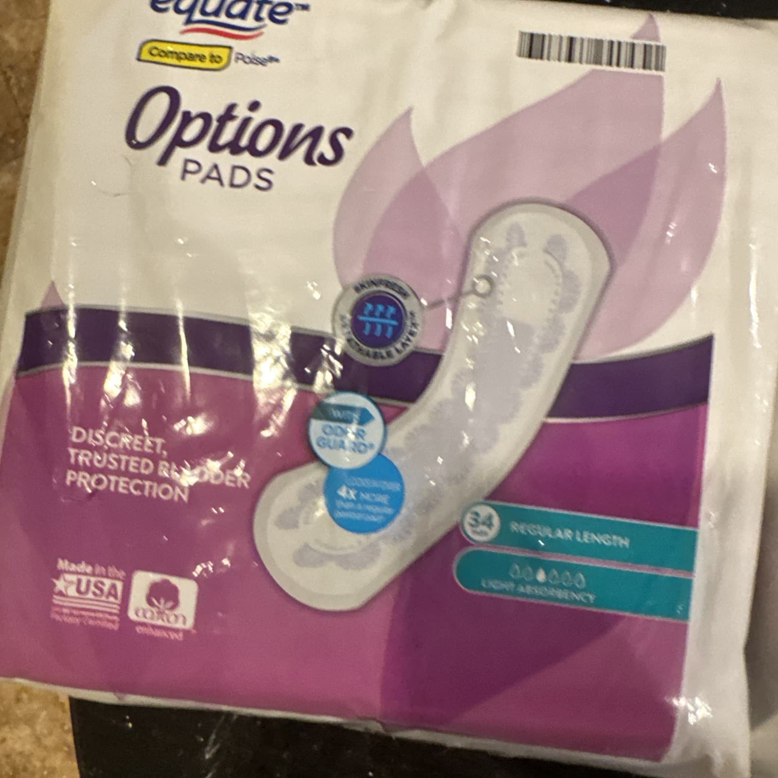 Equate Options Women's Moderate-Regular Incontinence Pads, 2X34ct= 68 Count 3