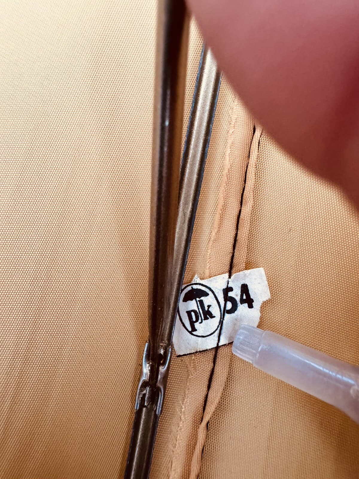 RARE ANTIQUE PK Polan Katz Nylon Umbrella Parasol Gold Brass Handle Tassel 6