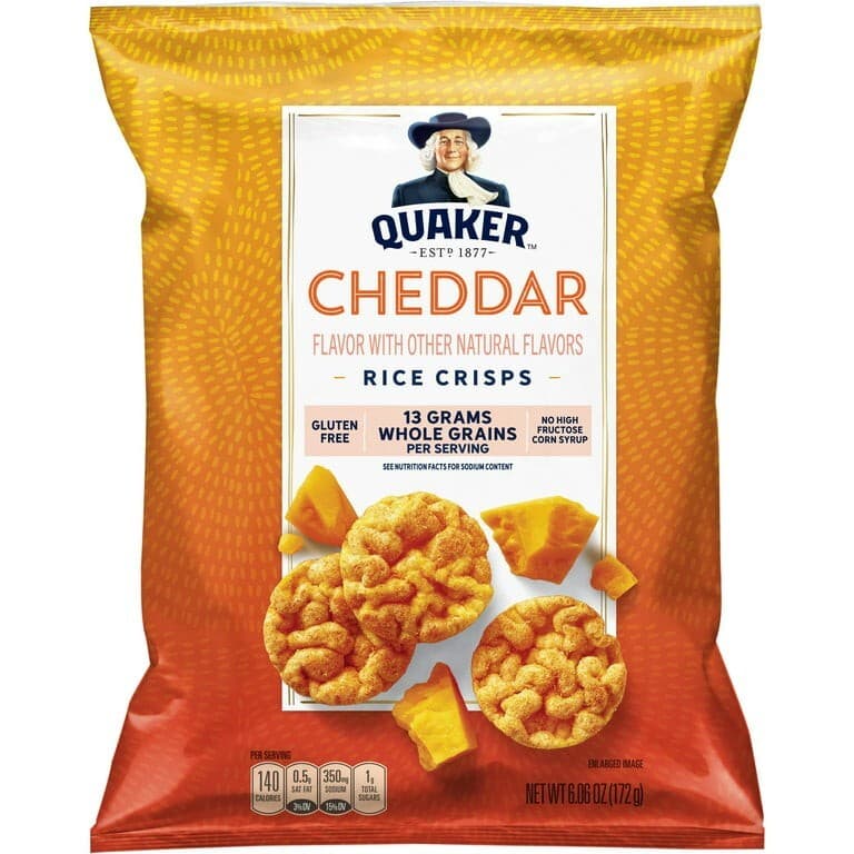 Quaker Rice Crisps Cheddar Cheese, Gluten Free, 6.06oz Bag