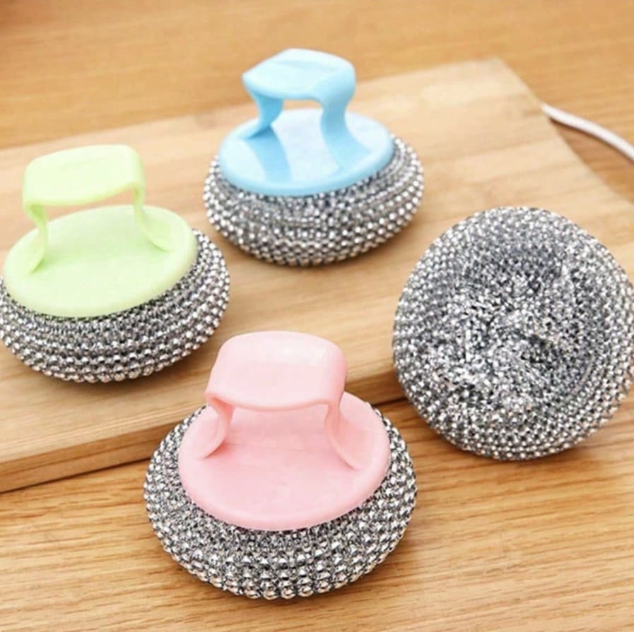 2pcs Stainless Steel Wire Ball Brush – No Scratch Heavy‑Duty Scrubber - NEW 6