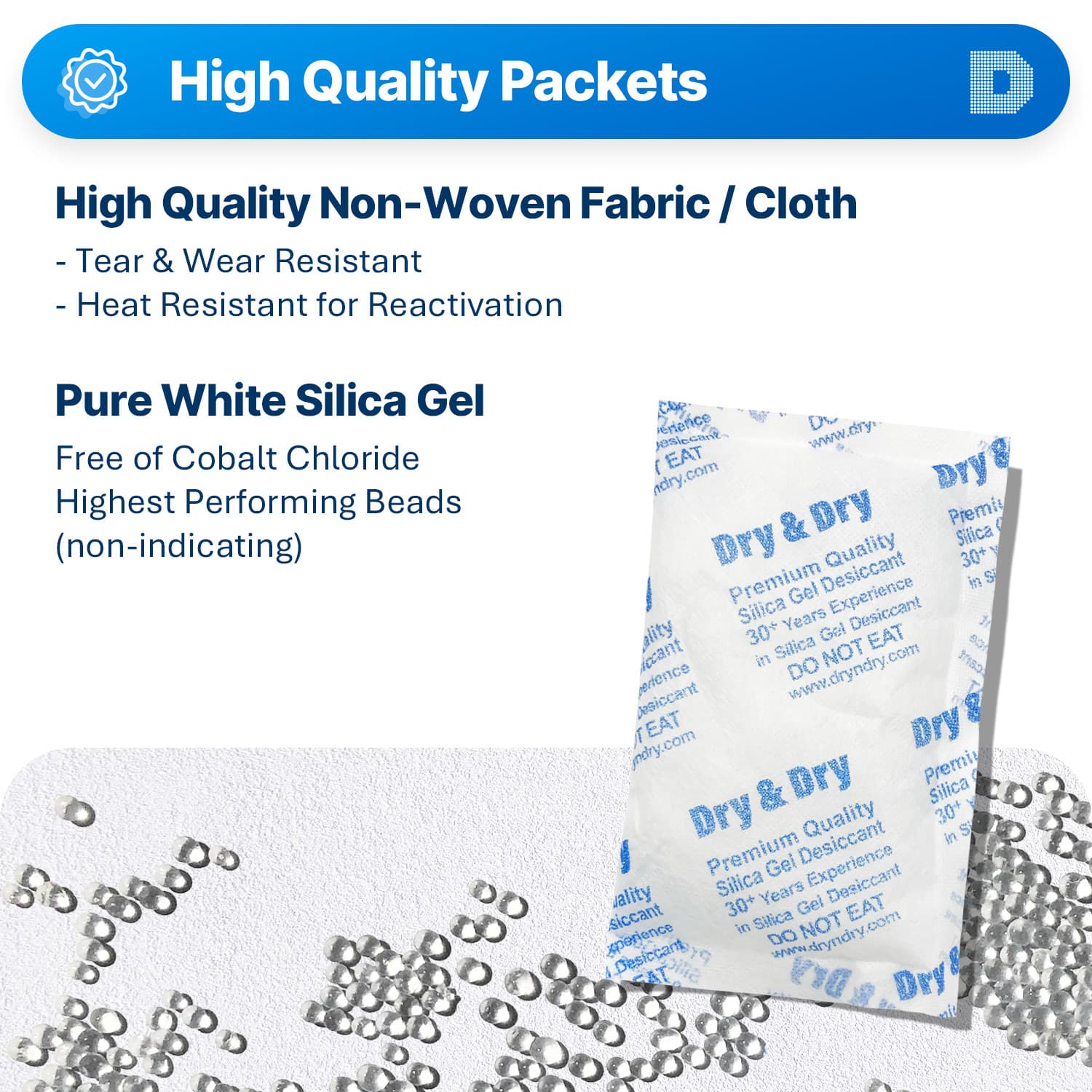 100g X 100 EA "Dry & Dry" High Quality Pure Reusable Silica Gel Desiccant  2