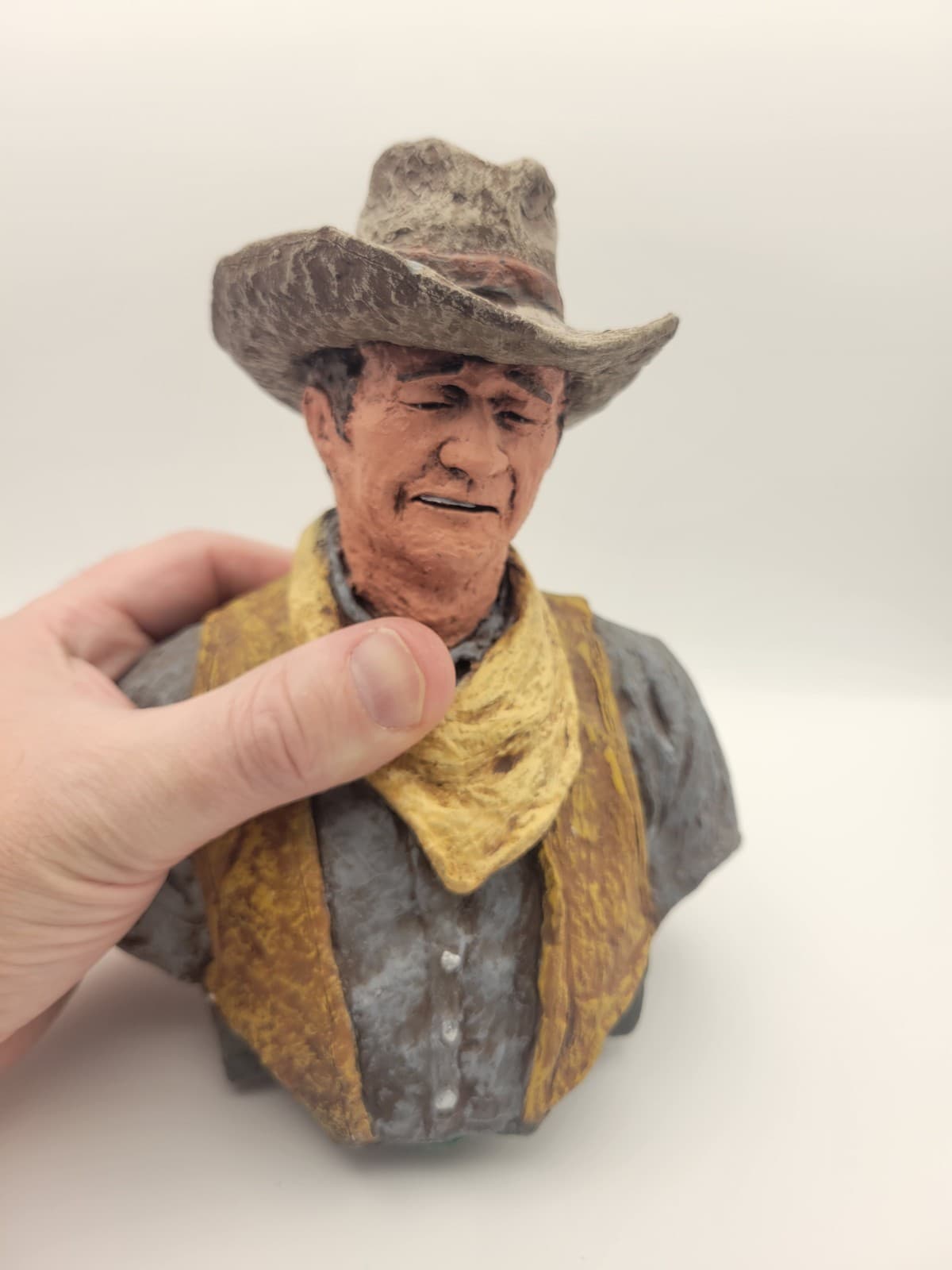 Original 1982 Daniel Monfort "John Wayne" Trail Boss Western Stone Sculpture Lot 2