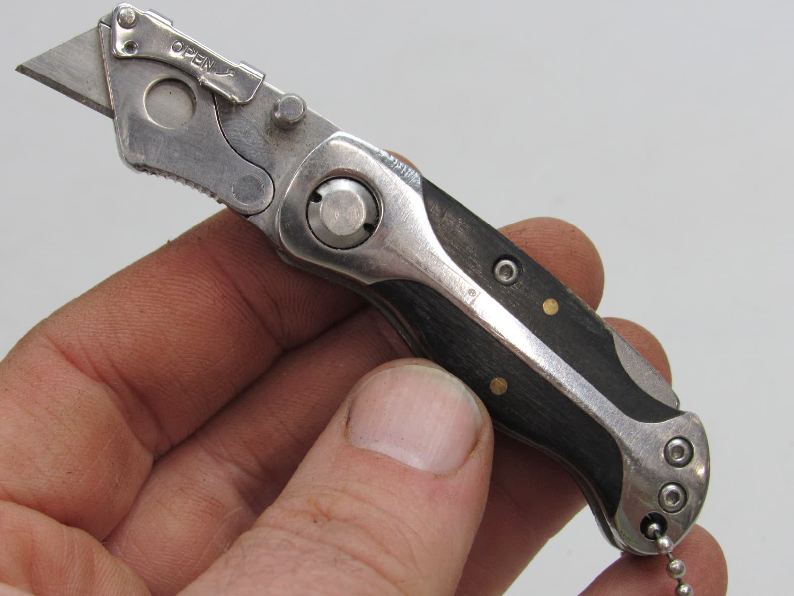 Vintage Craftsman Wood Handle Razor Blade Pocket Knife Folding Replaceable Blade