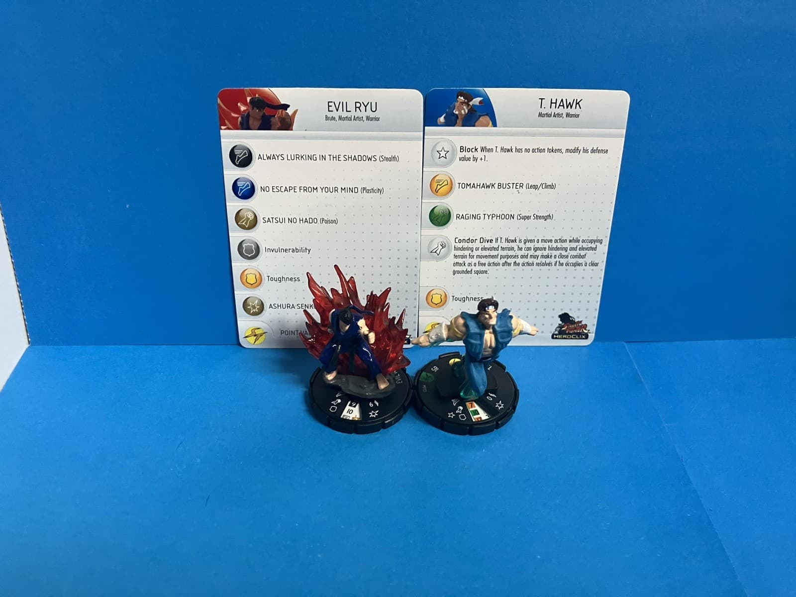 HEROCLIX Street Fighter Evil Ryu #023 Rare w/ T. Hawk #012