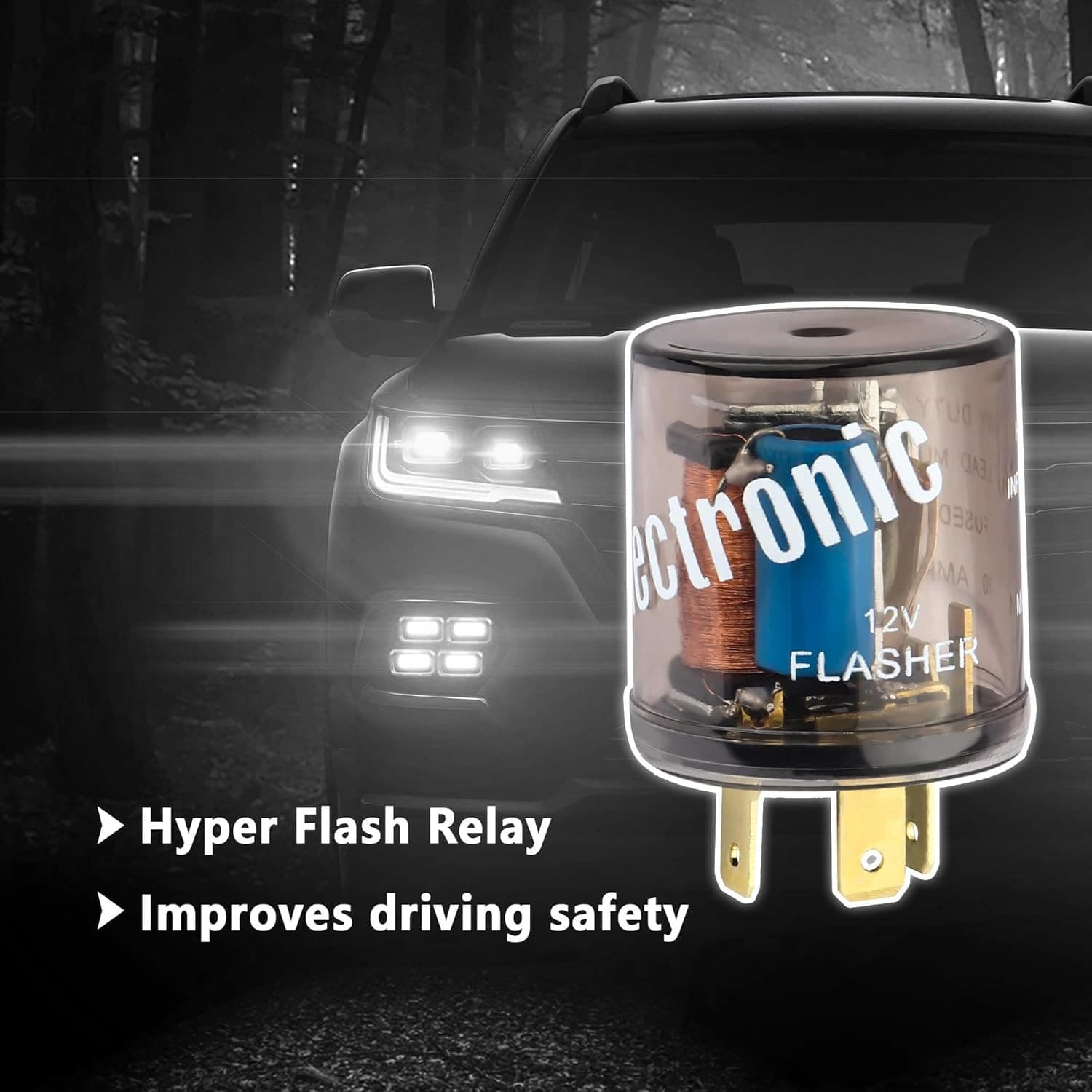 2PCS 12V Flasher Relay,Heavy Duty 3-Pin Turn Signal Relay,Two Prong Round Automo 6