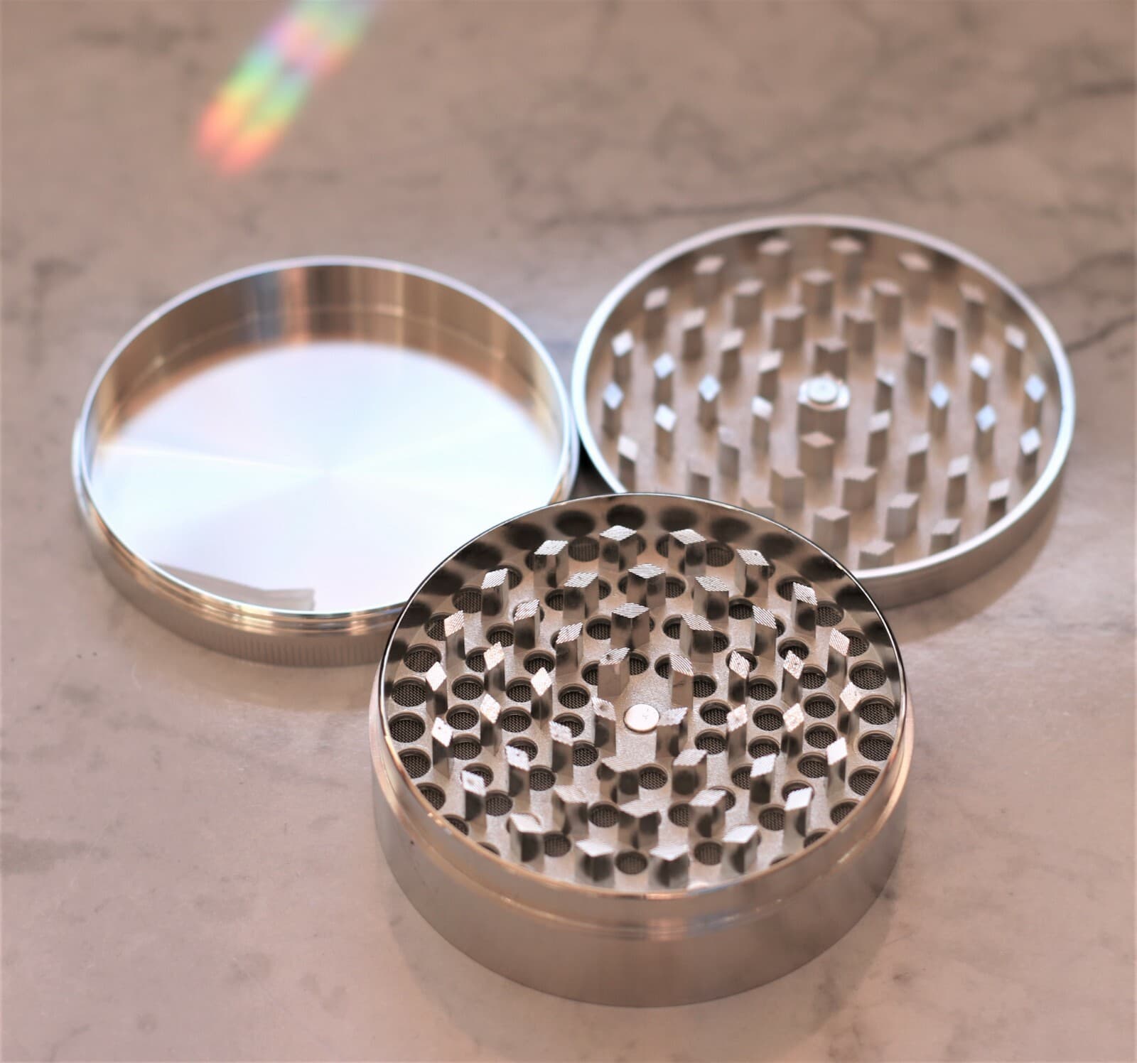 Professional Grade 3" Herb Grinder-3 pc- magnetic lid- fine screen- sharp teeth 4