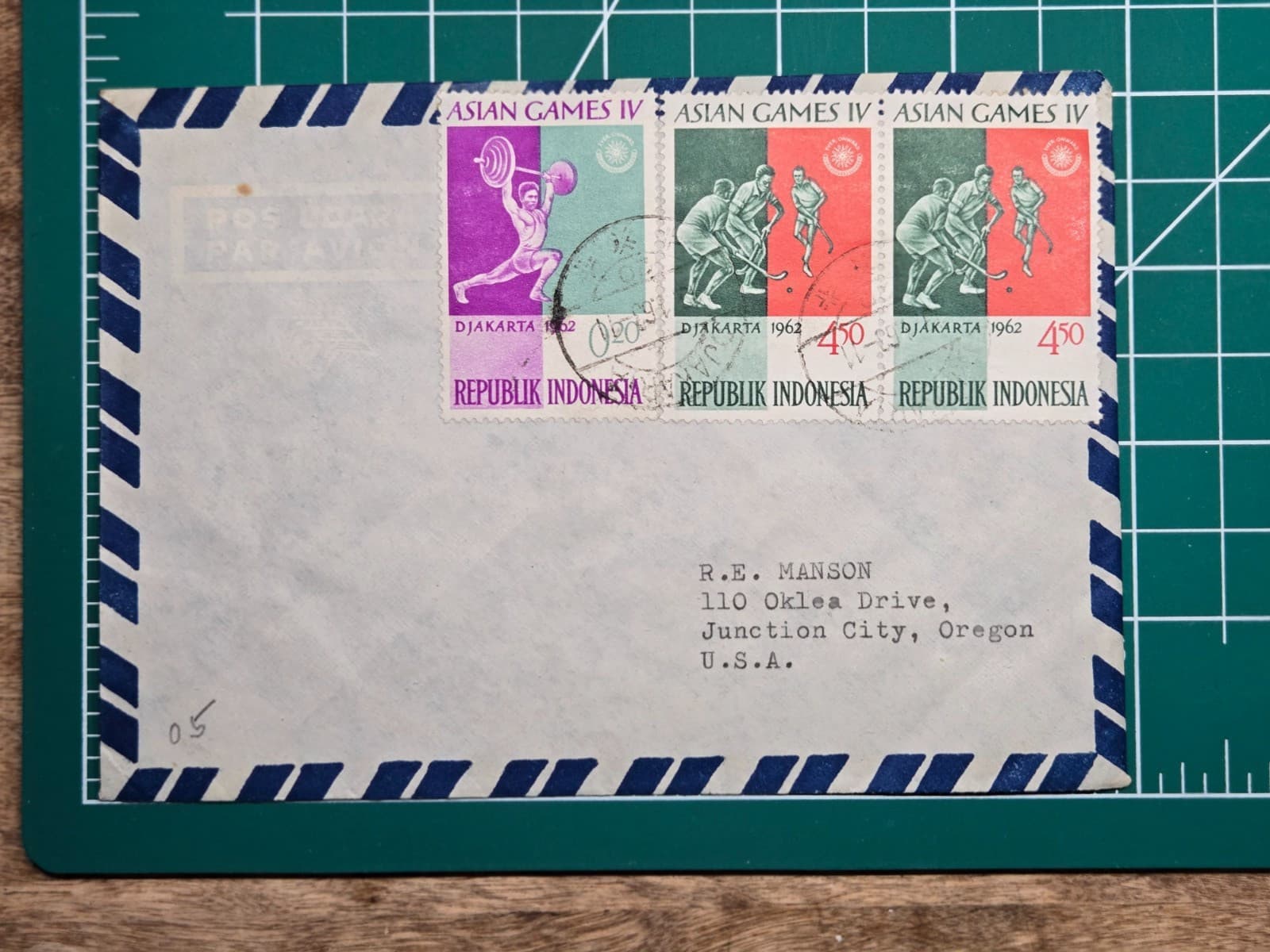 1963 Indonesia Airmail To Oregon With 1962 Asian Games IV 20s And 45s Stamps