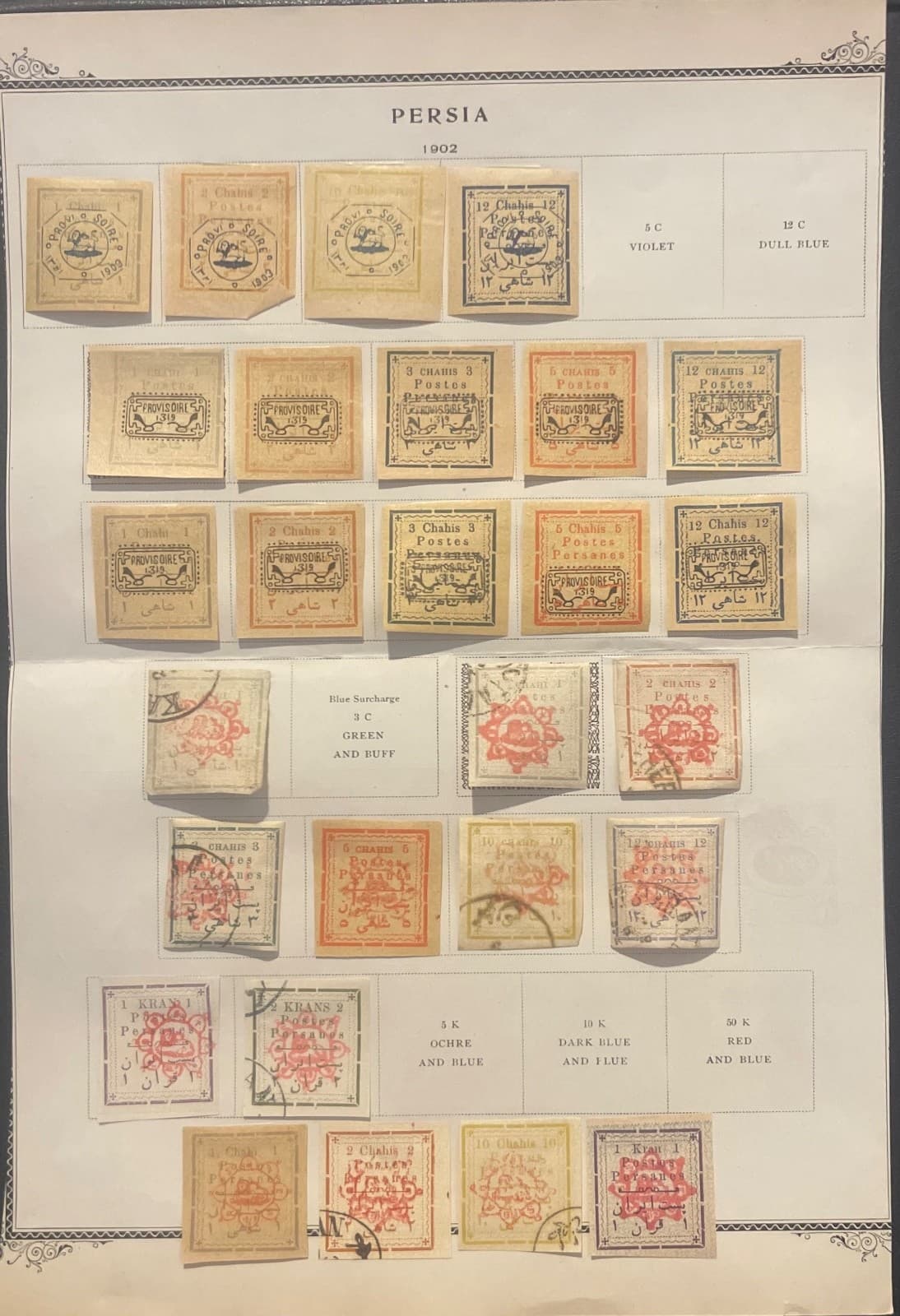 1902, One page of Provisional Issue Stamps, M and used H