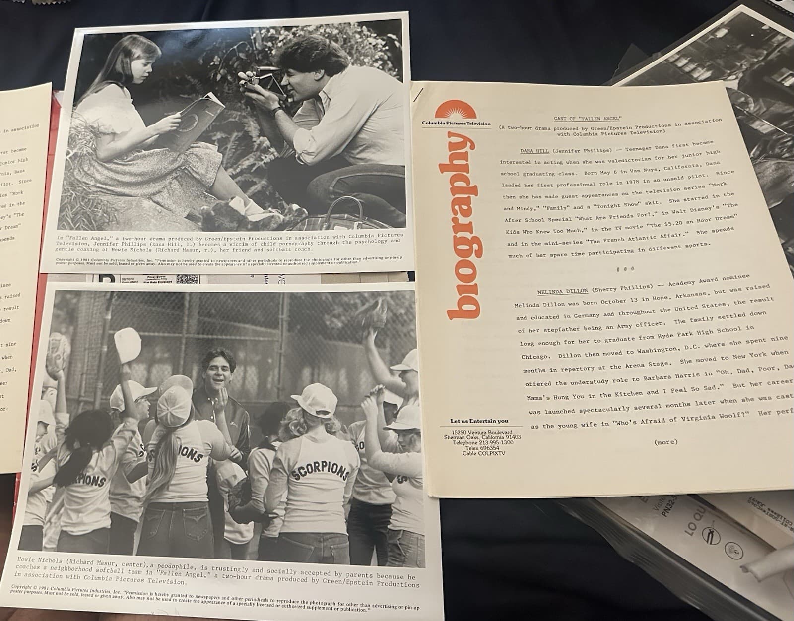 Fallen Angel 1981 TV Movie Dana Hill, Richard Masur, Publication, Photos  2