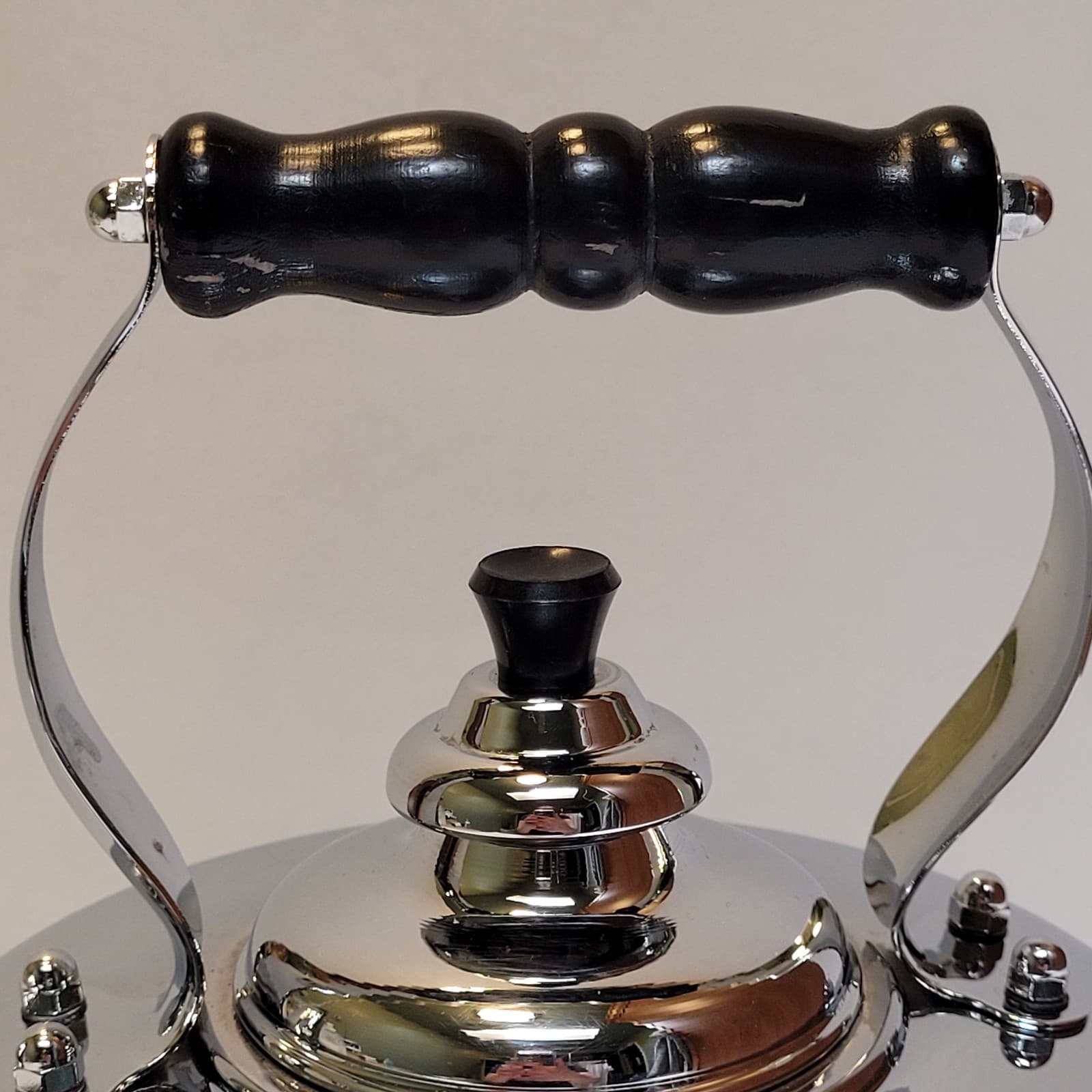 Simplex Patent Kettle Solid Copper Whistling Tea Pot Chrome Made In England  2