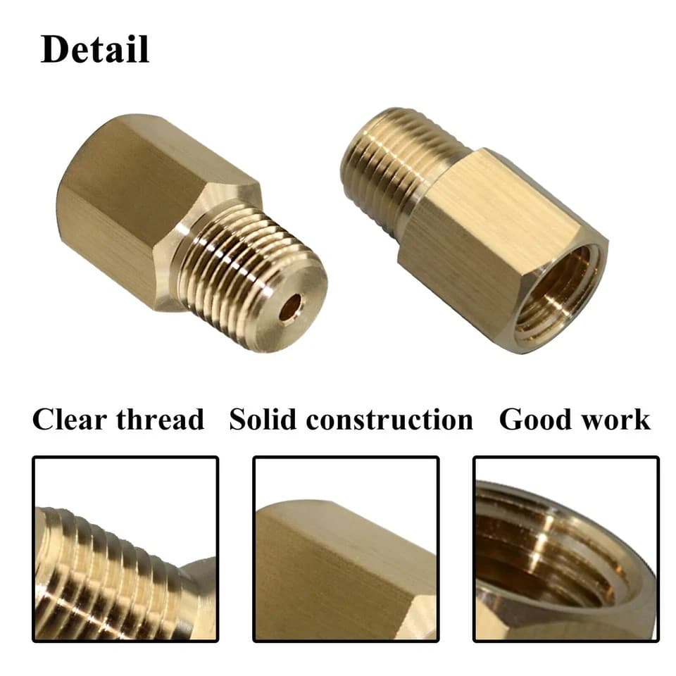 2PCS 1/8 BSPT Male to 1/8-27 NPT Female Thread Adapter for Gauge 4