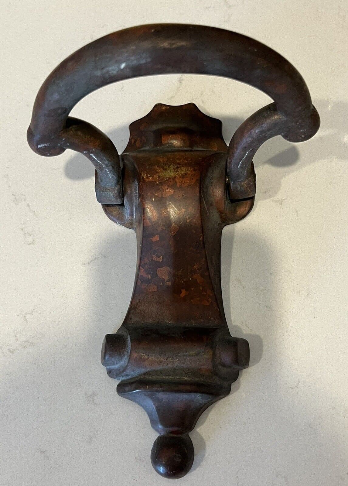 7"x4.5" ANTIQUE c.1882 VICTORIAN URN TORCHIERE ARCHITECTURAL SALVAGE DOORKNOCKER 5