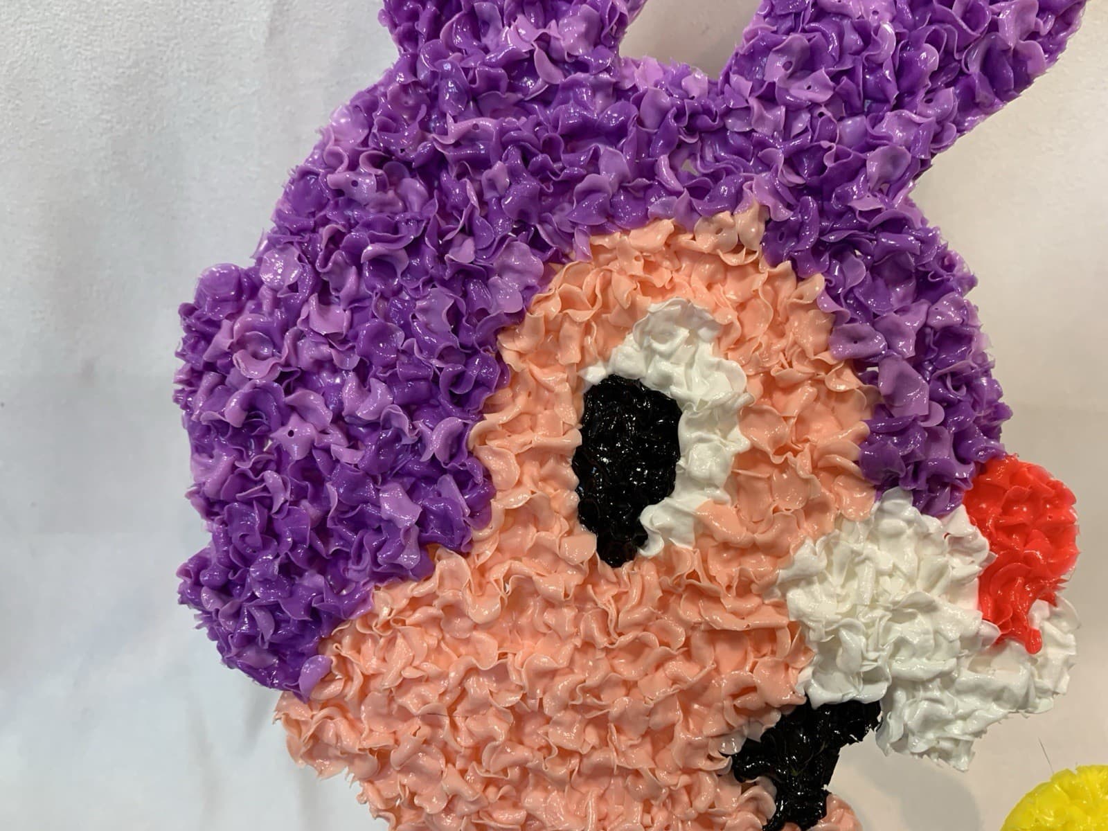 VTG Melted Plastic Popcorn 1970s PURPLE EASTER Bunny Basket Eggs Decoration 21" 3