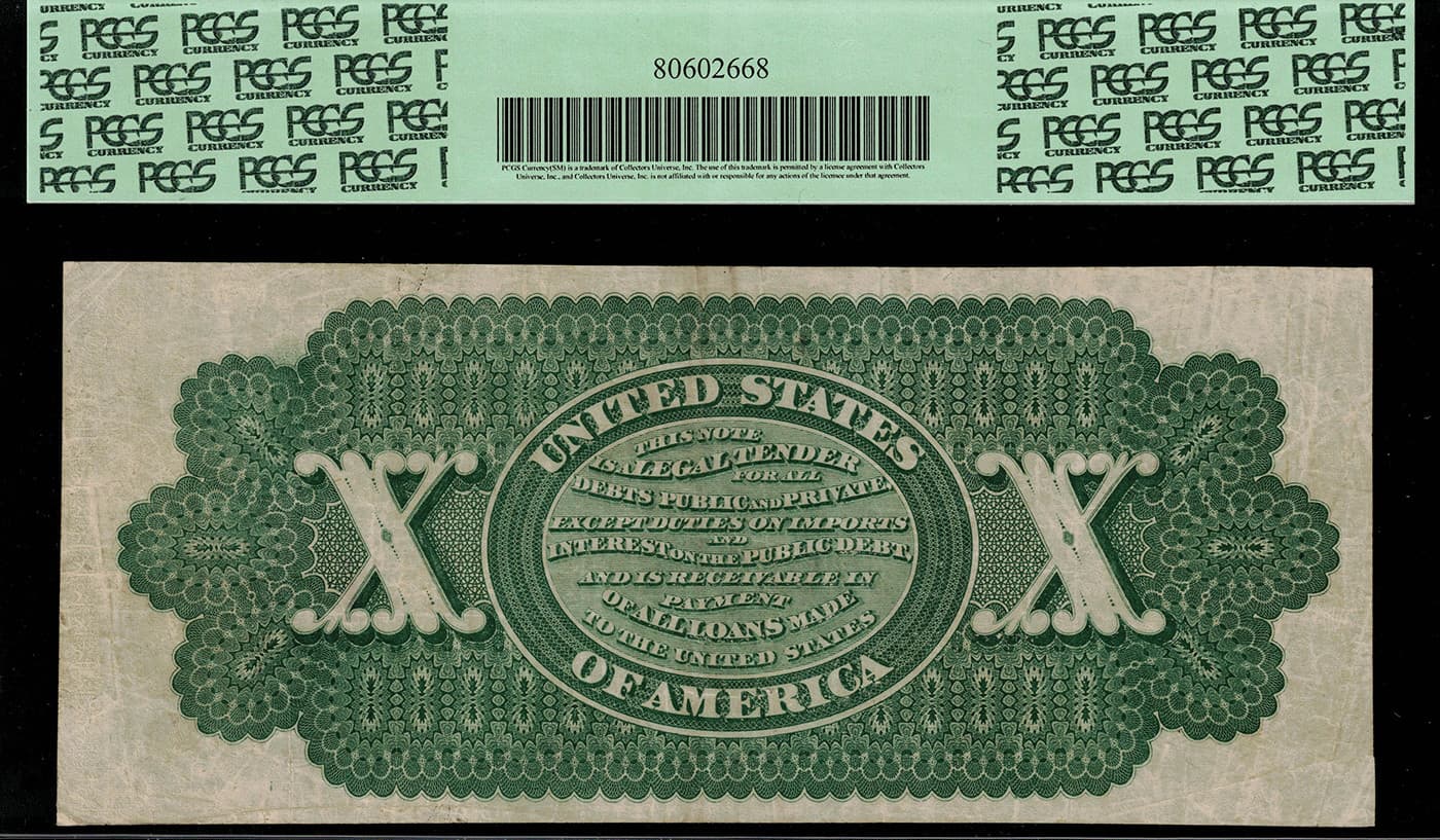 1862 $10 Legal Tender FR-94 - Chittenden / Spinner - PCGS 30PPQ 2