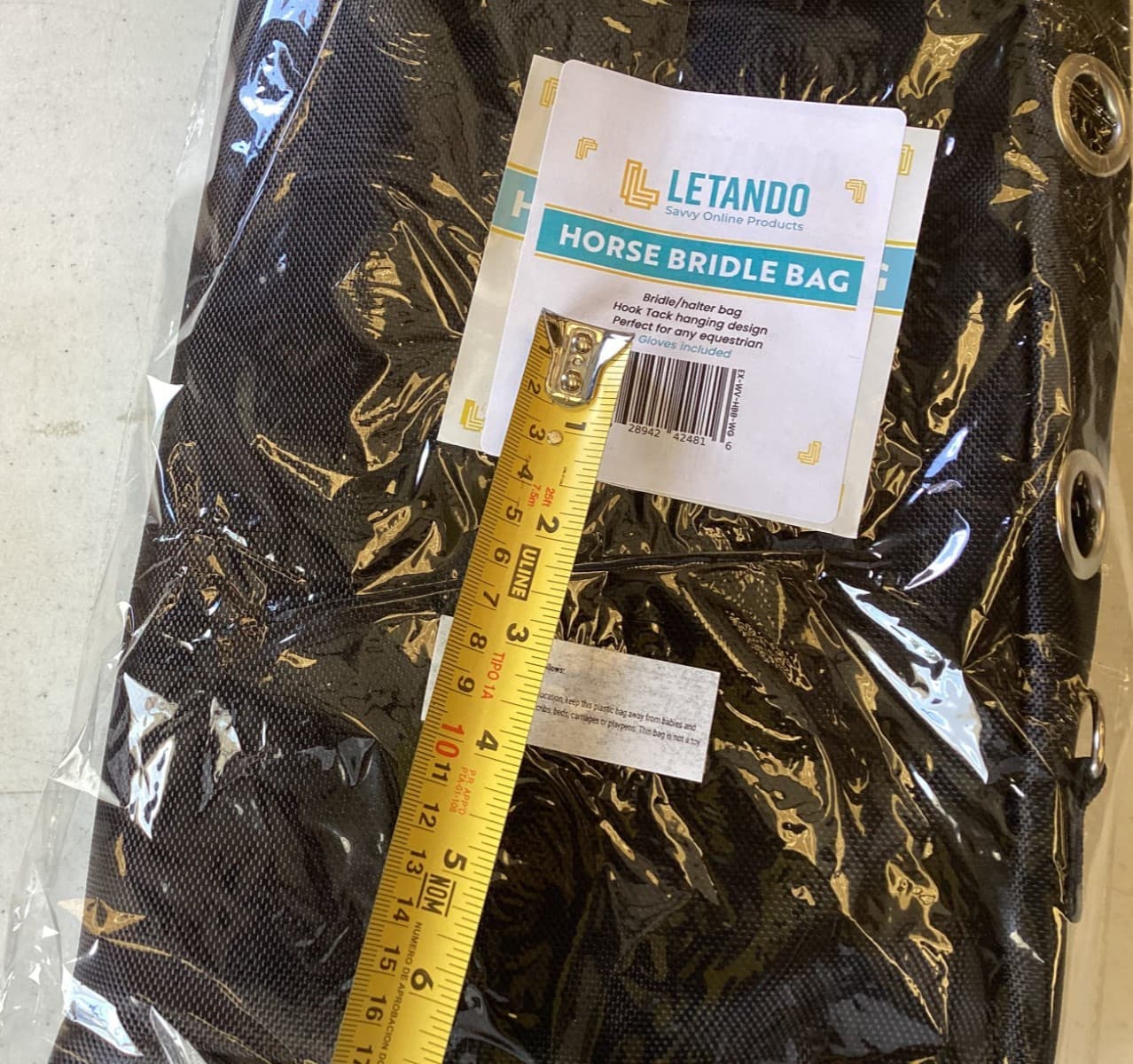 Bridle Bag Horse Tack Storage Halter & Grooming Organizer w/ Hooks & Glove 2