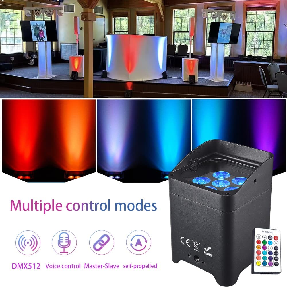 10pcs 6*18 RGBWA+UV 6in1 Battery Powered LED uplight For Wedding Dj Lighting 6