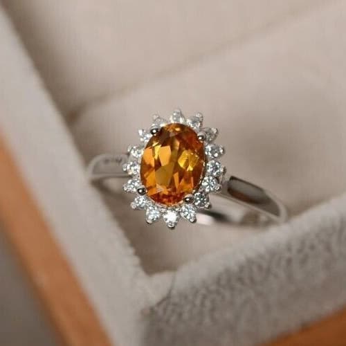 4.00 Ct Certified Oval Shape Natural Orange Diamond Ring VVS1 White Gold Finish 2