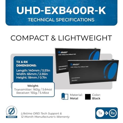  4K HDMI over Ethernet Extender Balun - HDBaseT UltraHD 4K @ 60Hz 4:4:4 4K - IR 6