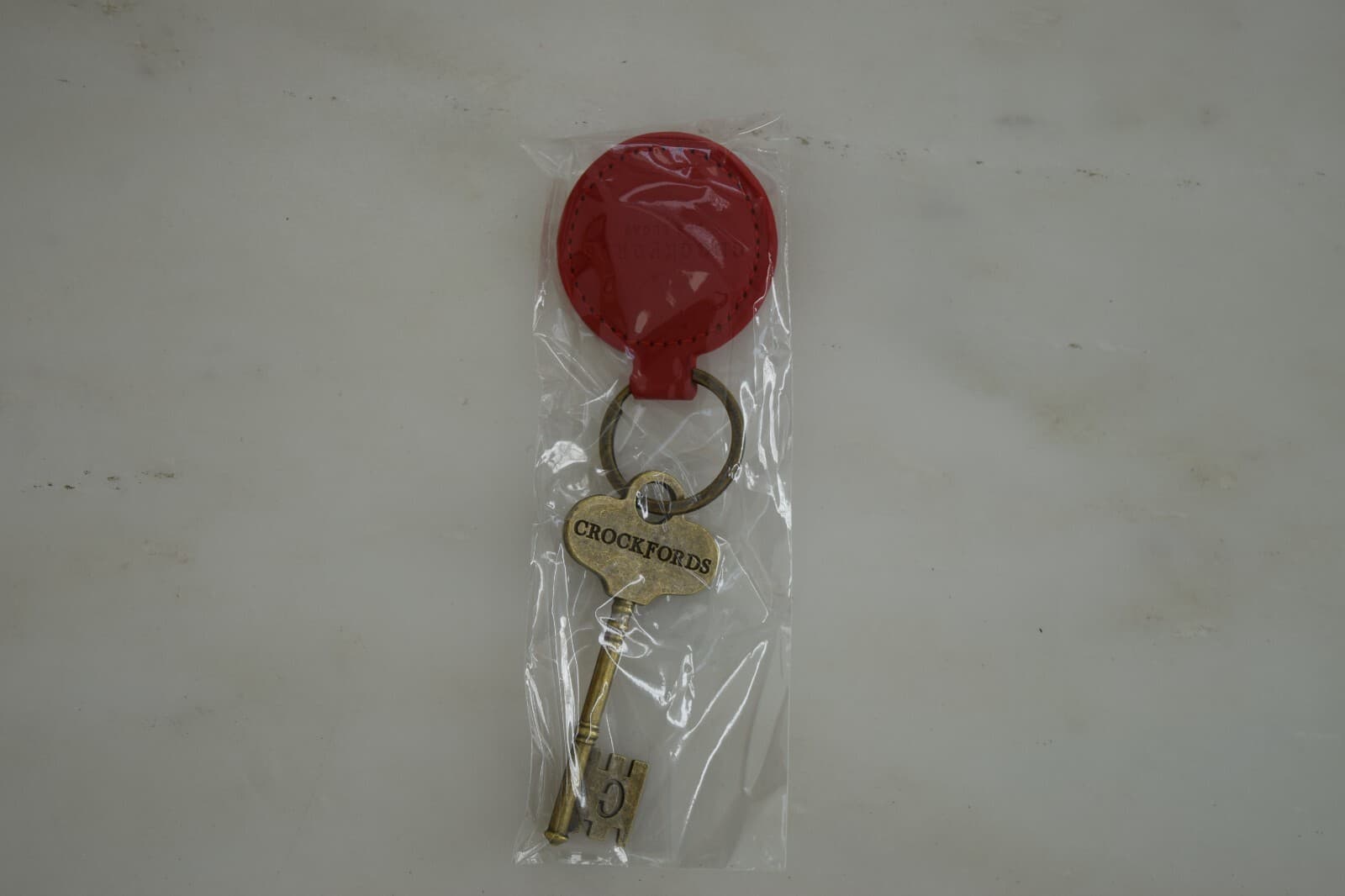 Crockfords Las Vegas Est. 1828 Golden Brass Key Keychain - Red Leather Tag *NEW* 5