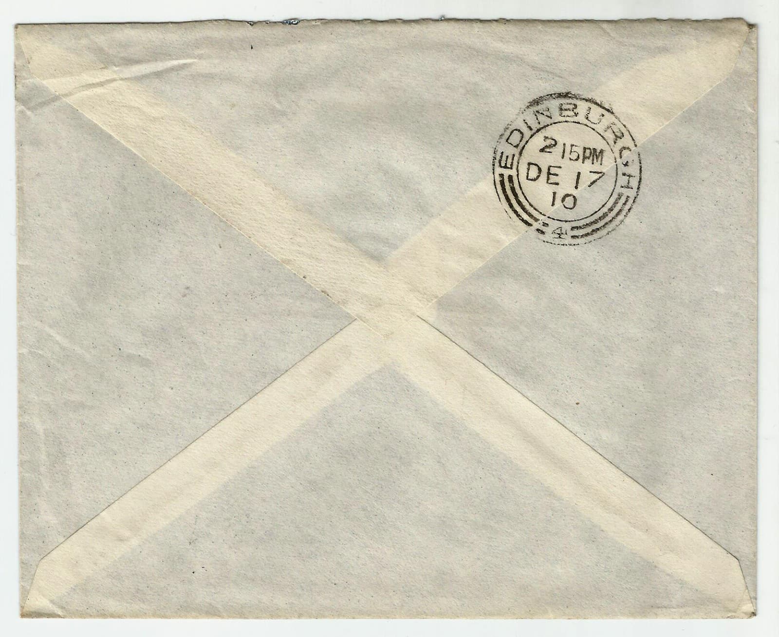 Aden Yemen India used in 1910 cover sent to Scotland with 'Edinburgh' arrival ma 2