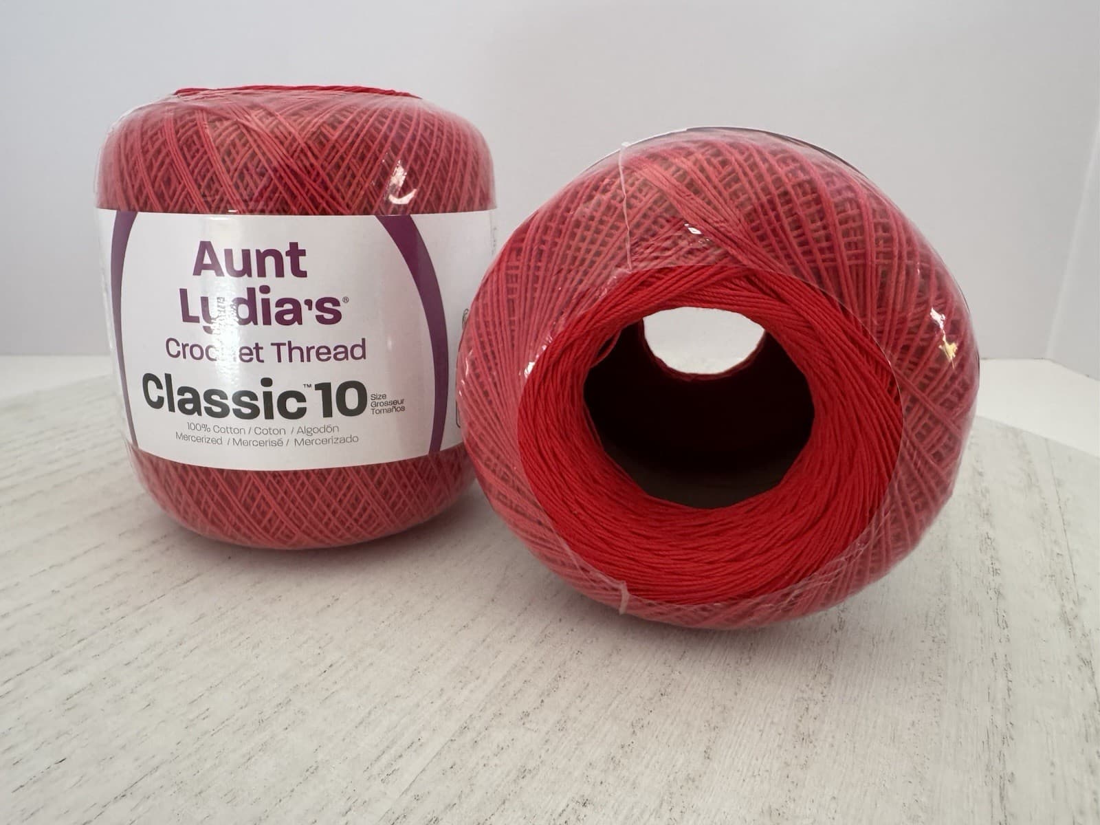 Aunt Lydia's Classic Cotton Crochet Thread Size 10~Lot Of 2~Atom Red~154~2160 5