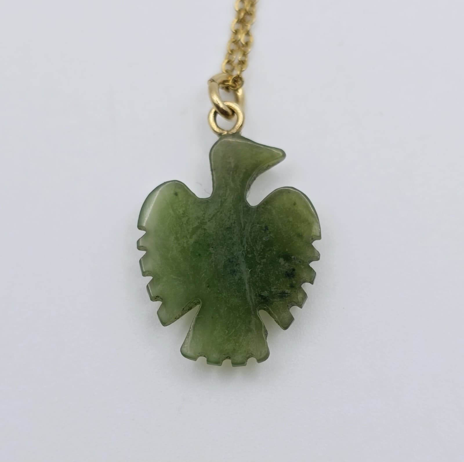 Vintage Carved Jade Bird Eagle Phoenix Pendant Choker Necklace Thunderbird  5