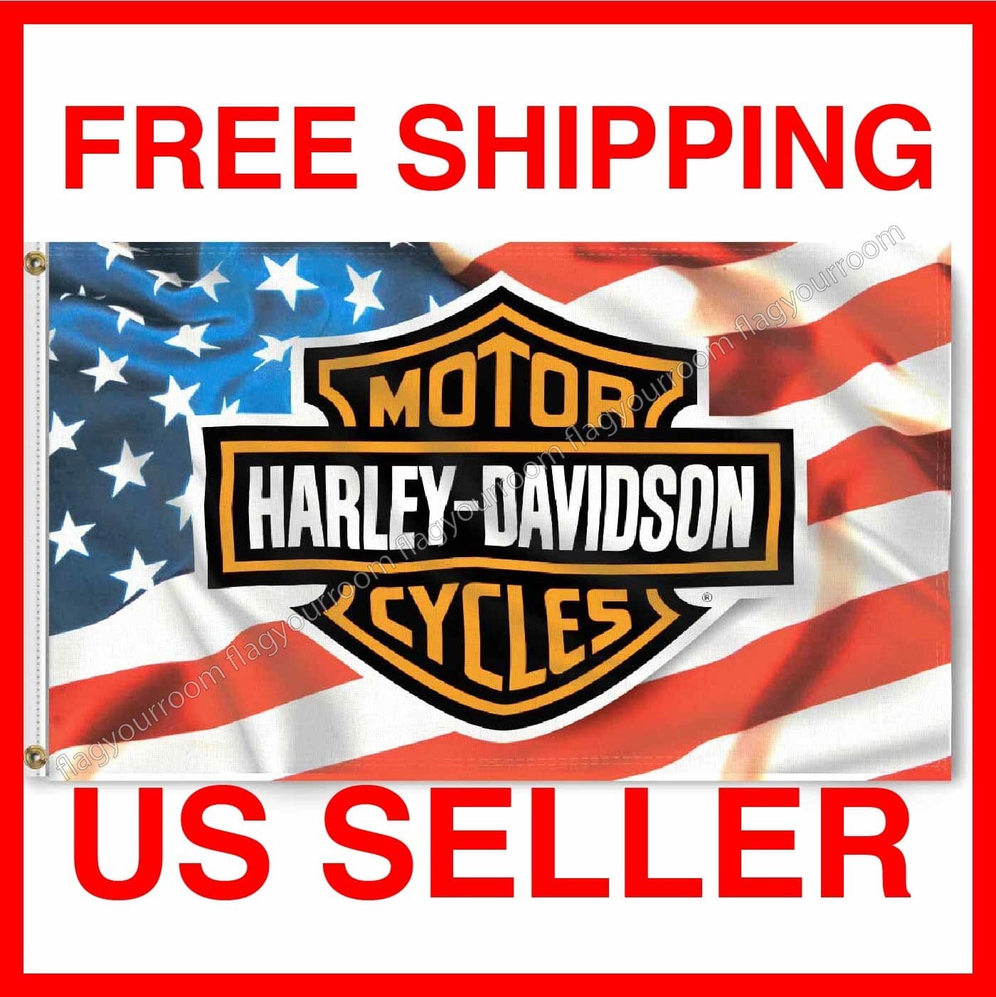 Harley Davidson Banner 3x5 Ft Flag USA Flag Large Garage FREE Shipping USA