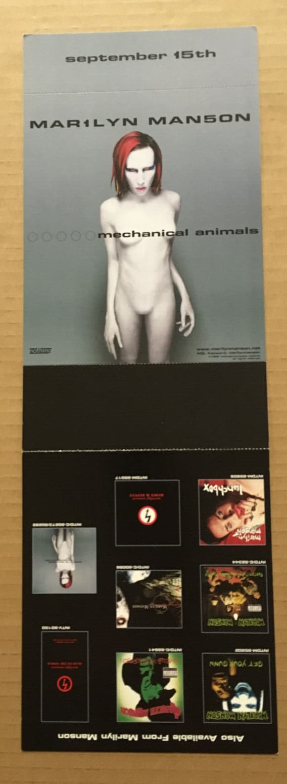 MARILYN MANSON Vintage 1998 PROMO CARDSTOCK PAPER COUNTER DISPLAY of Animals CD