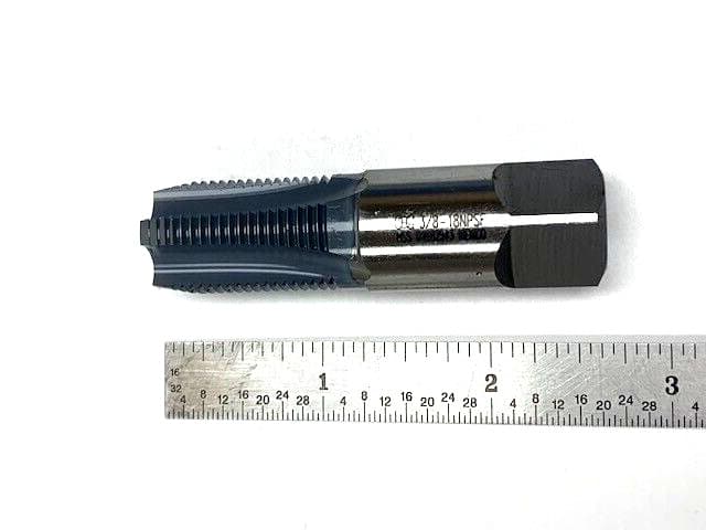 3/8-18 NPSF STRAIGHT PIPE TAP HIGH SPEED STEEL 4 FLUTE EL COATED  OSG 1332902 3