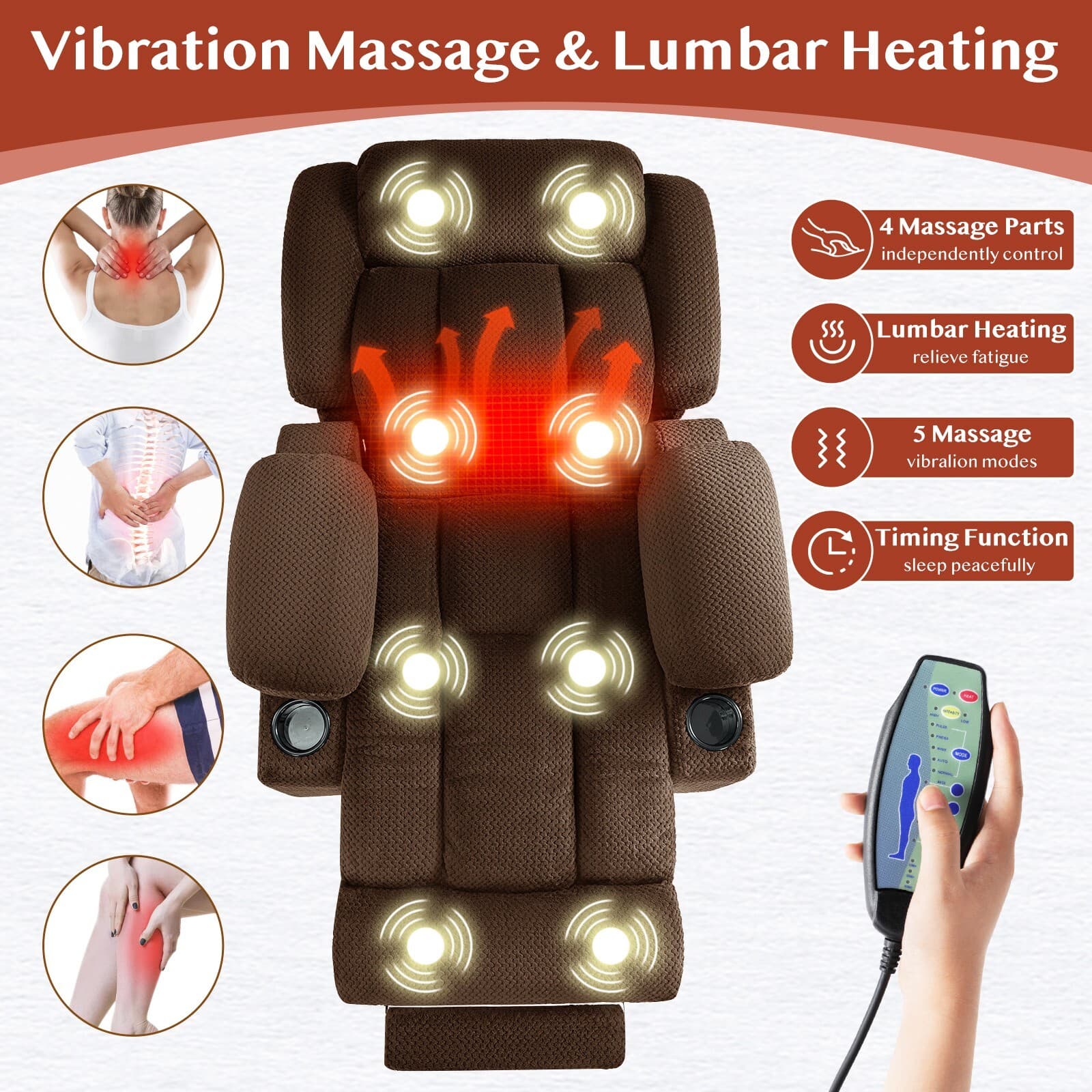 Flannel Triple Motor Lay Flat Large Power Lift Chair Recliner with Headrest 6