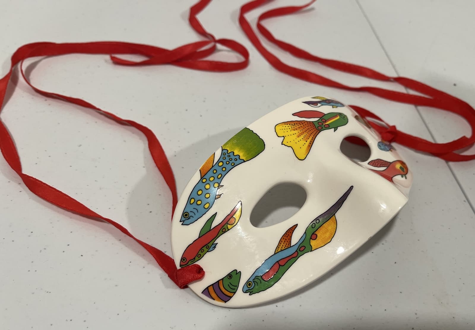 1981 Candace Loheed Painted Ceramic Fish Print Mask Vandor Made In Japan Nice 5