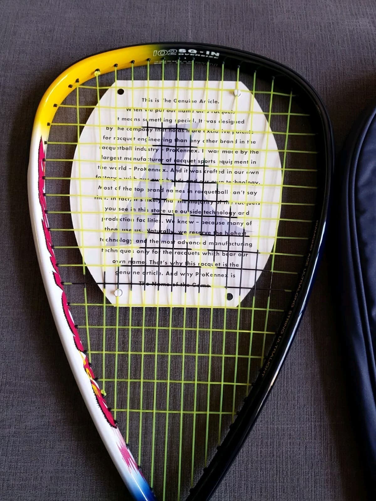 Pro Kennex Diamond Ace Racquetball racquet - NEW w/ Cover - Vintage 3 7/8 Read  6