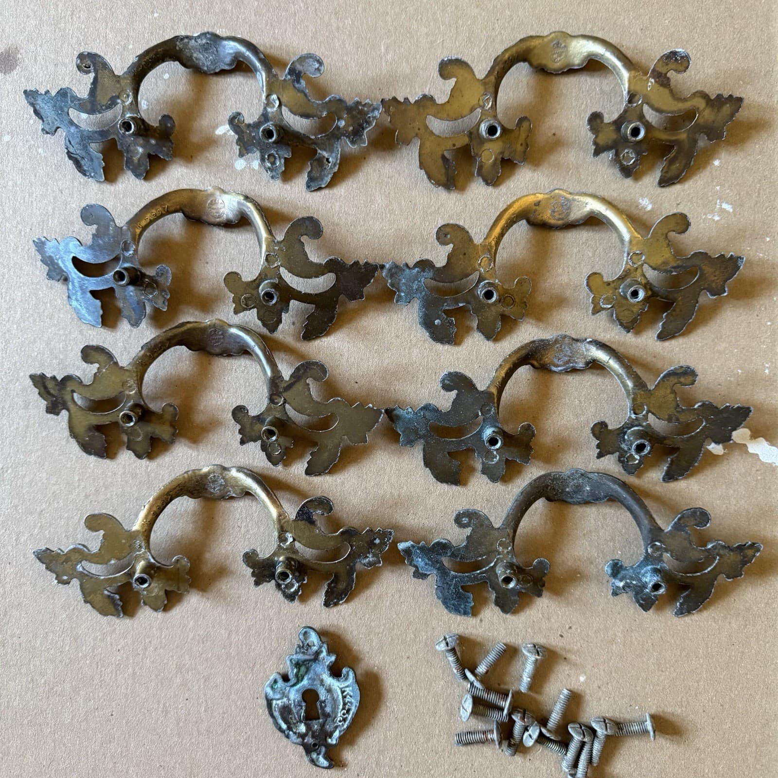 Vintage Drawer Pull French Provincial 3-1/2" Centers 6-1/8" Wide Keeler K8949 4